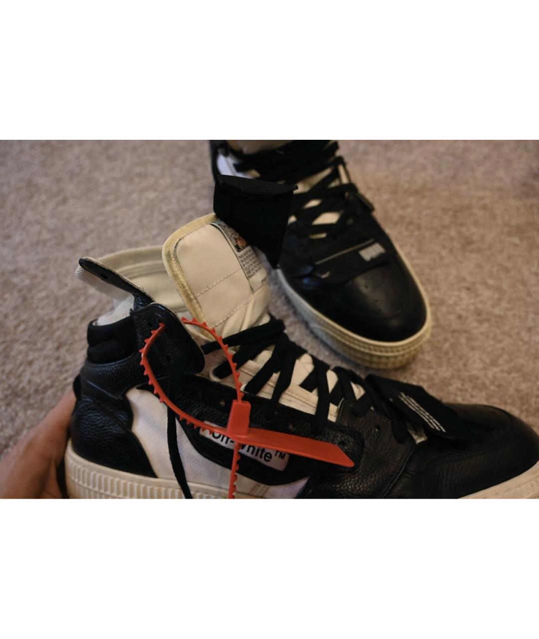 OFF-WHITE Черные кожаные высокие кроссовки / кеды, фото 7