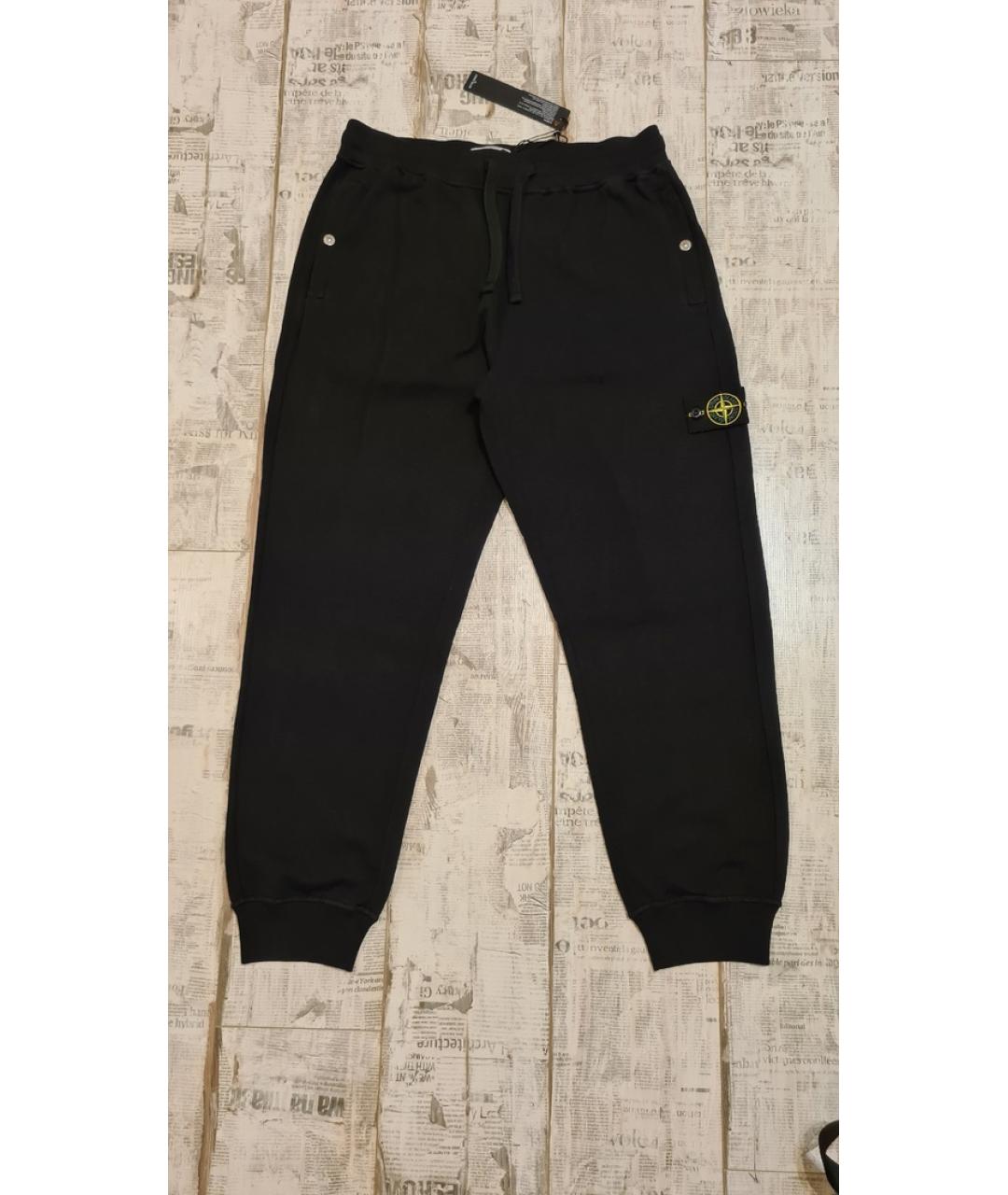 STONE ISLAND Черные хлопковые повседневные брюки, фото 3