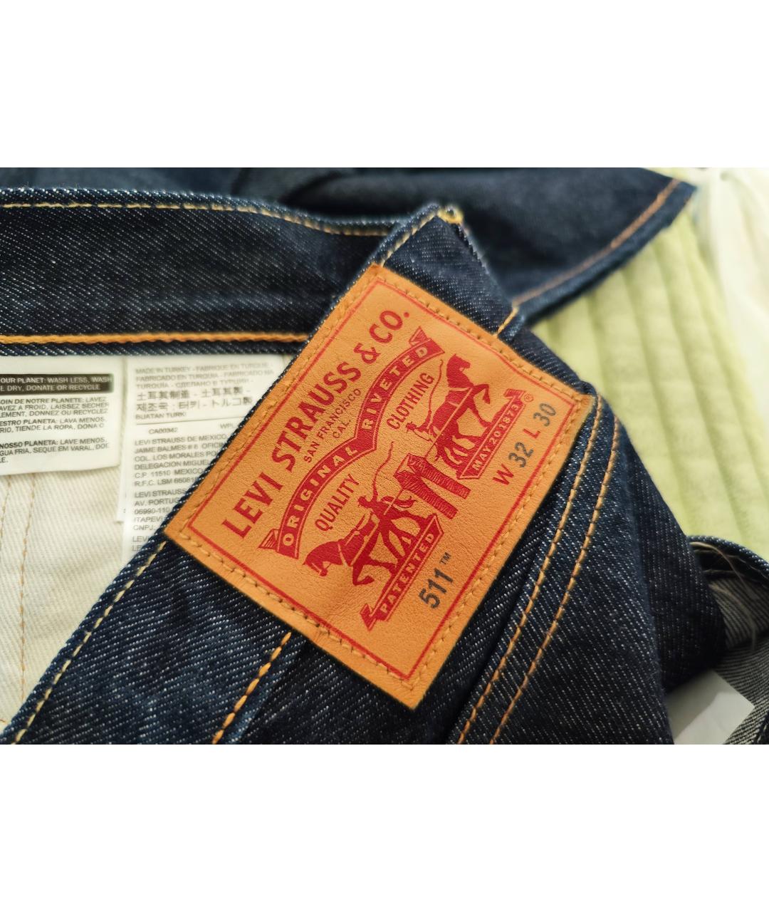 LEVI'S Темно-синие хлопковые джинсы скинни, фото 3
