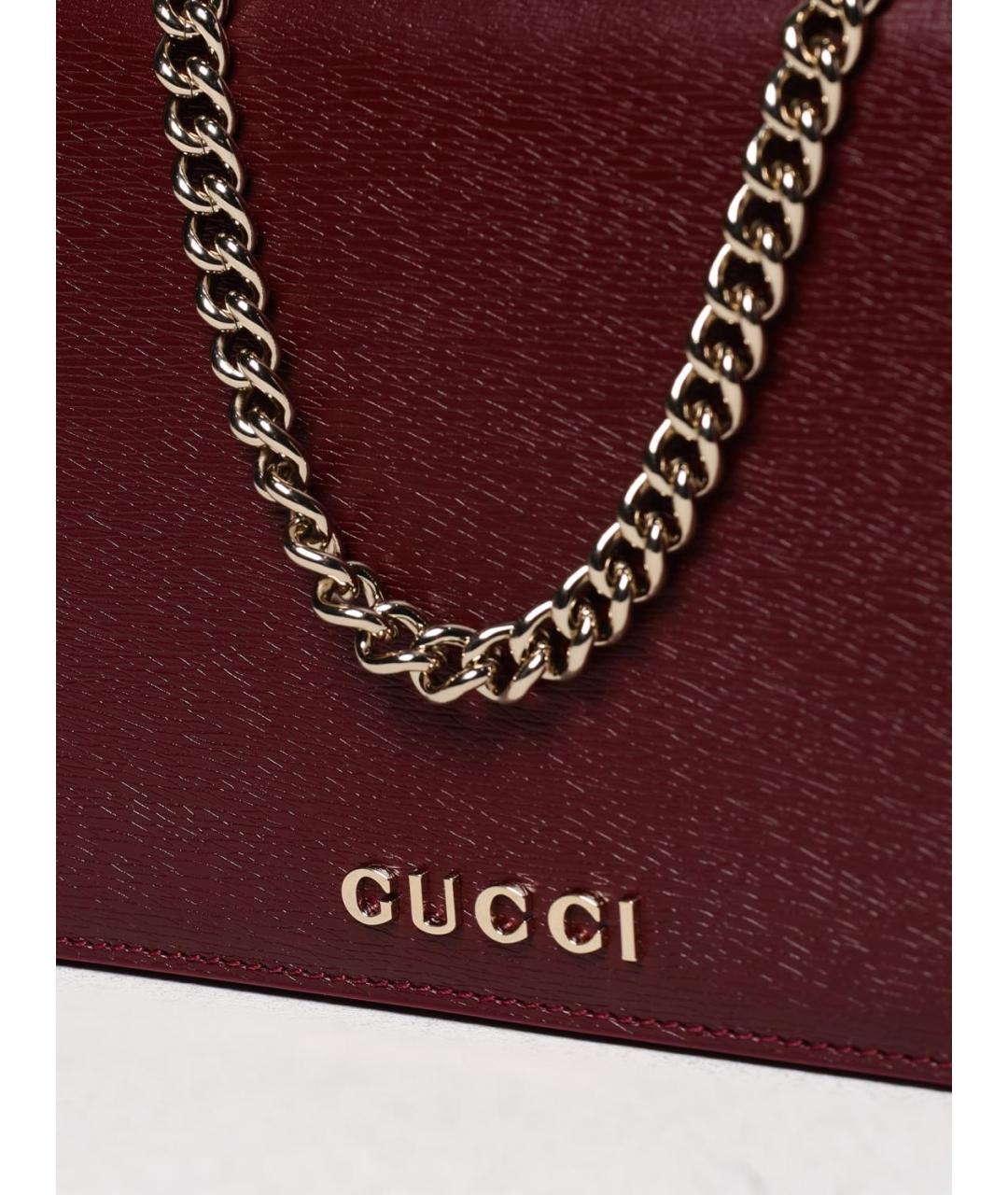 GUCCI Бордовая кожаная сумка через плечо, фото 4