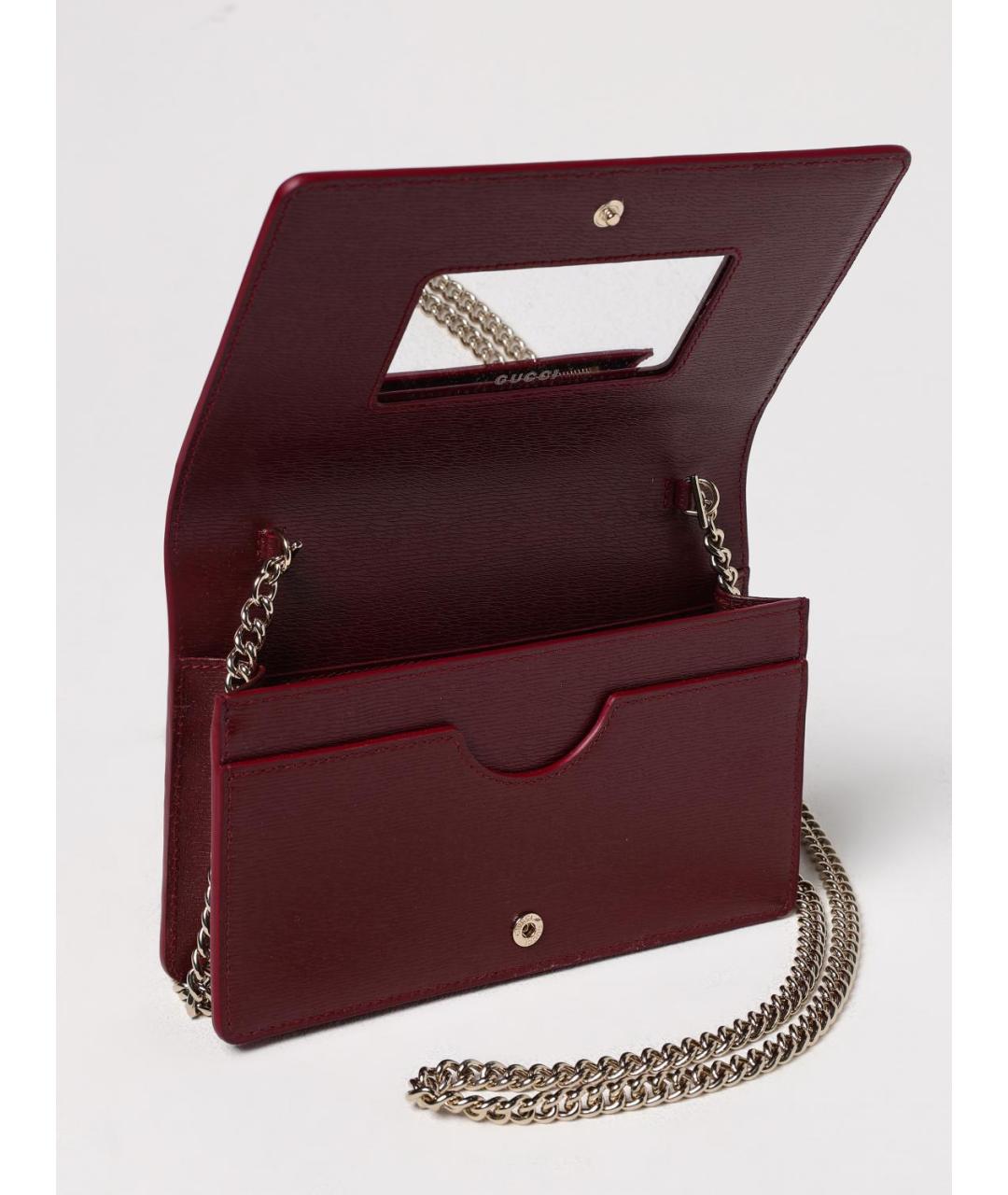 GUCCI Бордовая кожаная сумка через плечо, фото 5