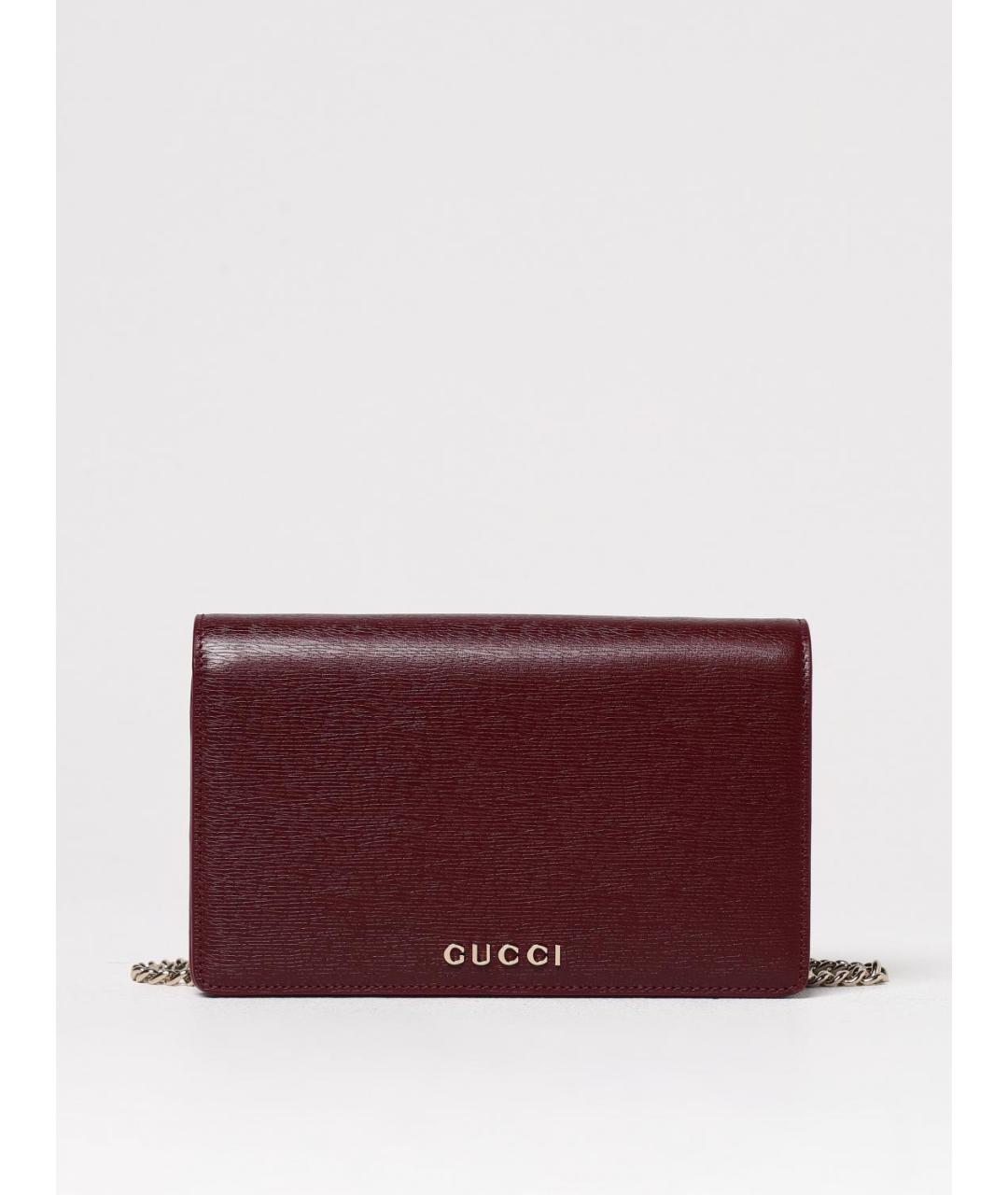 GUCCI Бордовая кожаная сумка через плечо, фото 6