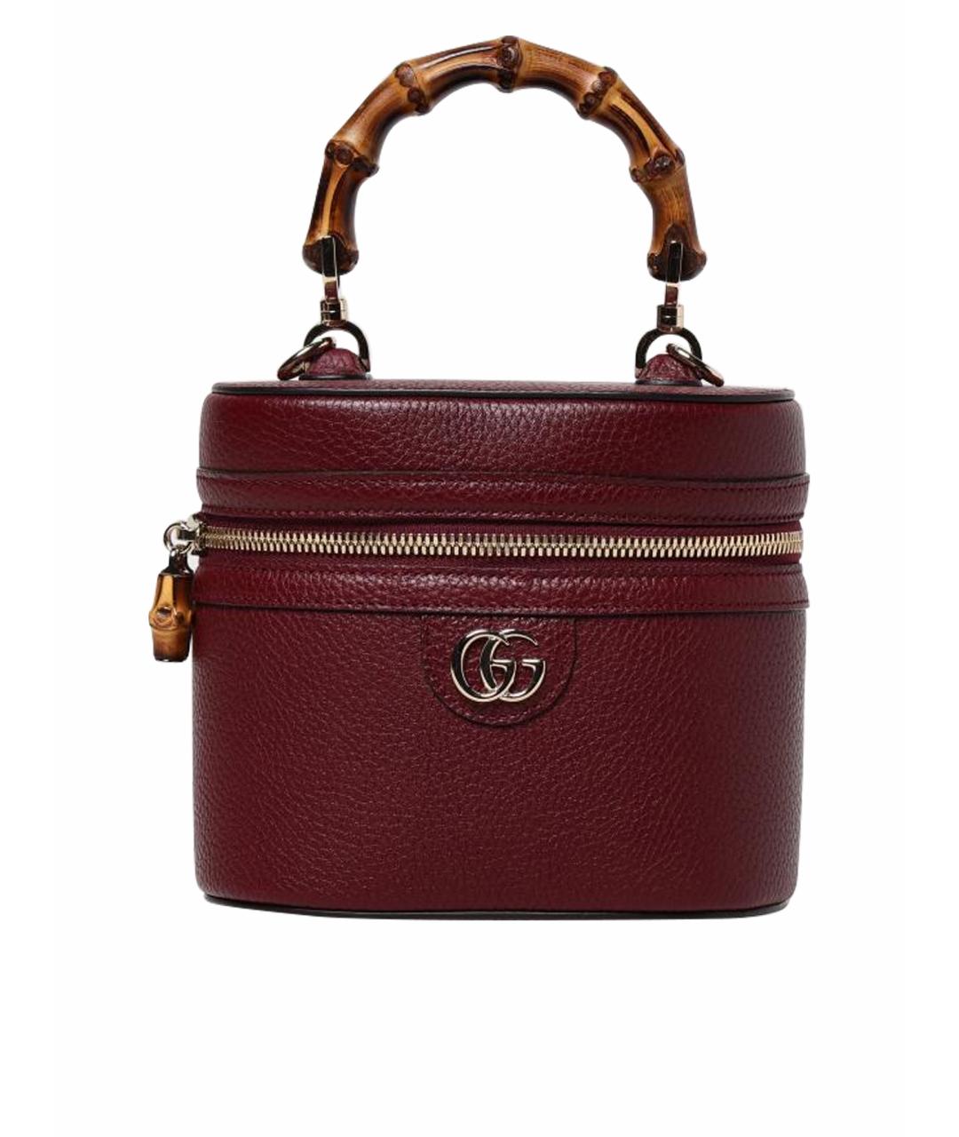 GUCCI Бордовая кожаная сумка с короткими ручками, фото 1