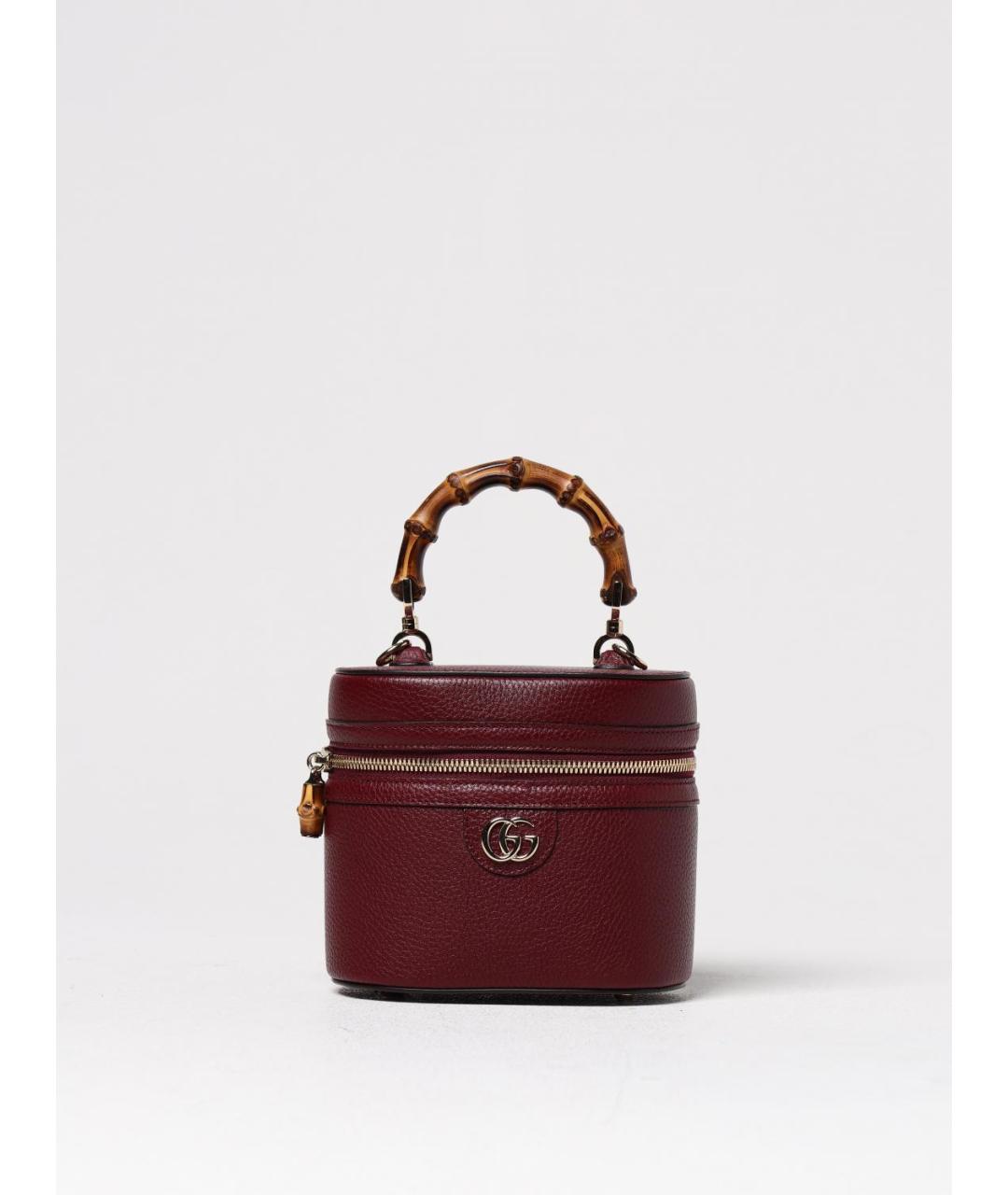 GUCCI Бордовая кожаная сумка с короткими ручками, фото 6