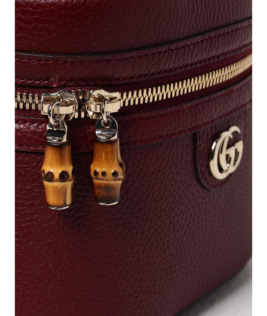 GUCCI Бордовая кожаная сумка с короткими ручками, фото 4