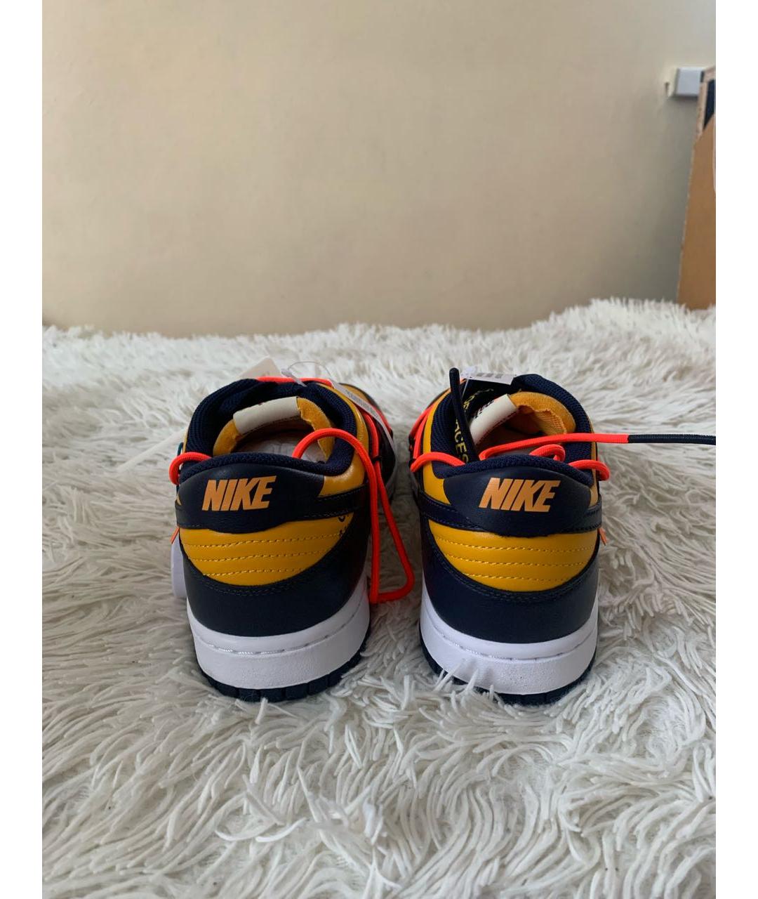 NIKE X OFF-WHITE Оранжевое кожаные низкие кроссовки / кеды, фото 4