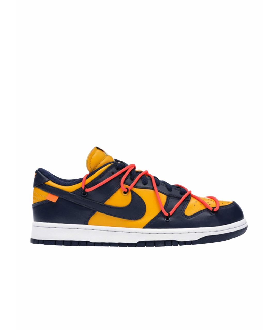NIKE X OFF-WHITE Оранжевое кожаные низкие кроссовки / кеды, фото 1