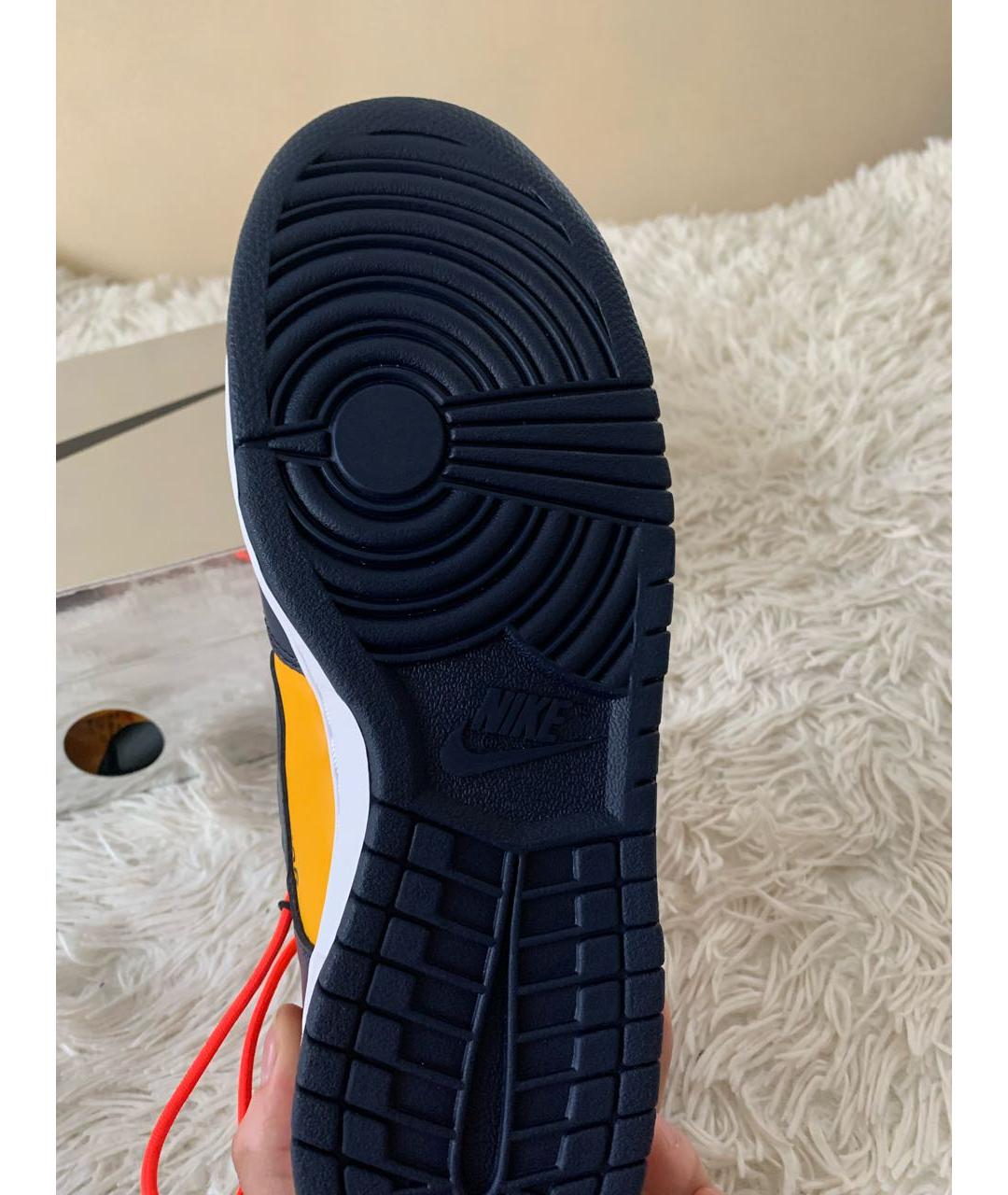 NIKE X OFF-WHITE Оранжевое кожаные низкие кроссовки / кеды, фото 8