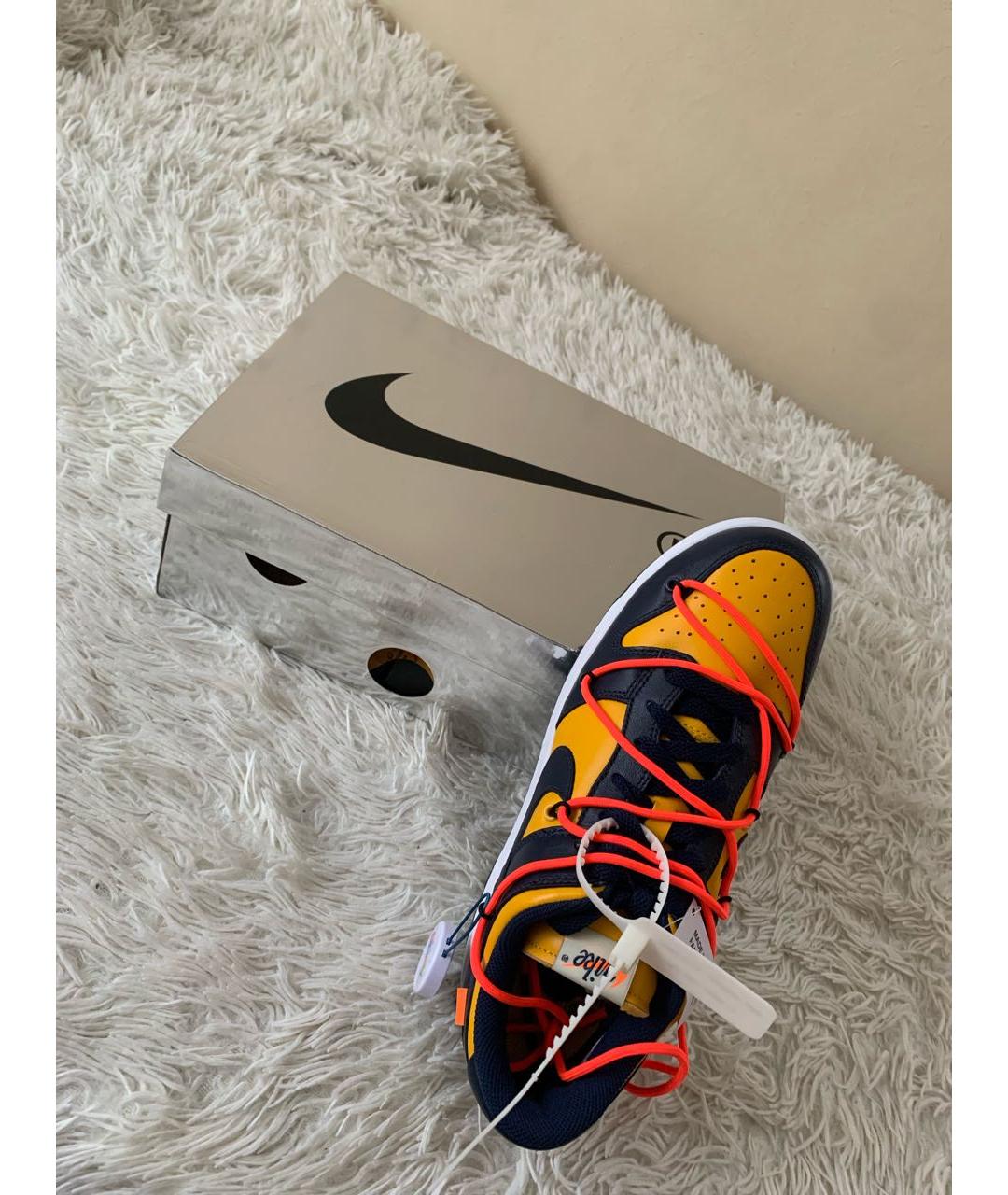 NIKE X OFF-WHITE Оранжевое кожаные низкие кроссовки / кеды, фото 6
