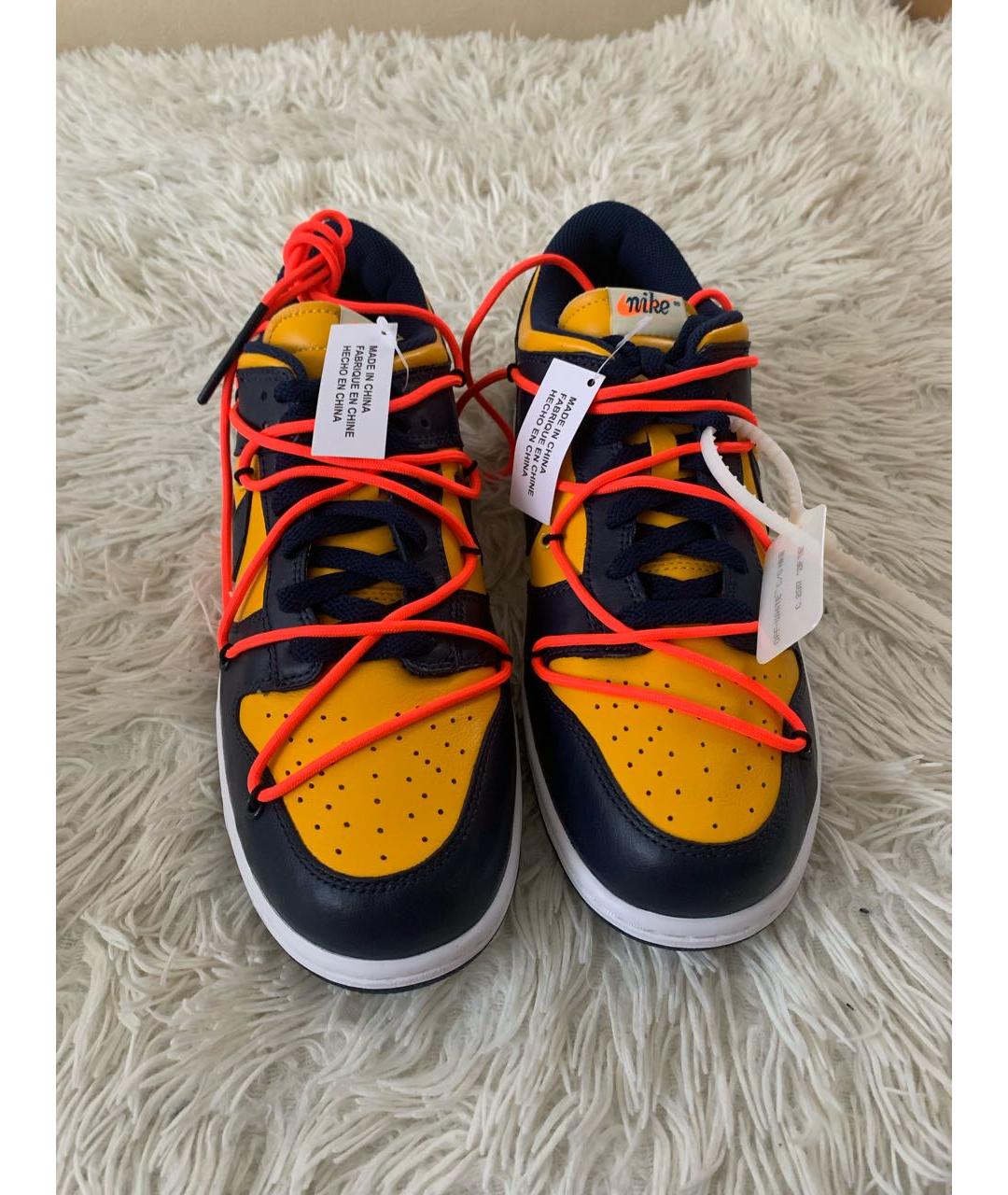 NIKE X OFF-WHITE Оранжевое кожаные низкие кроссовки / кеды, фото 2
