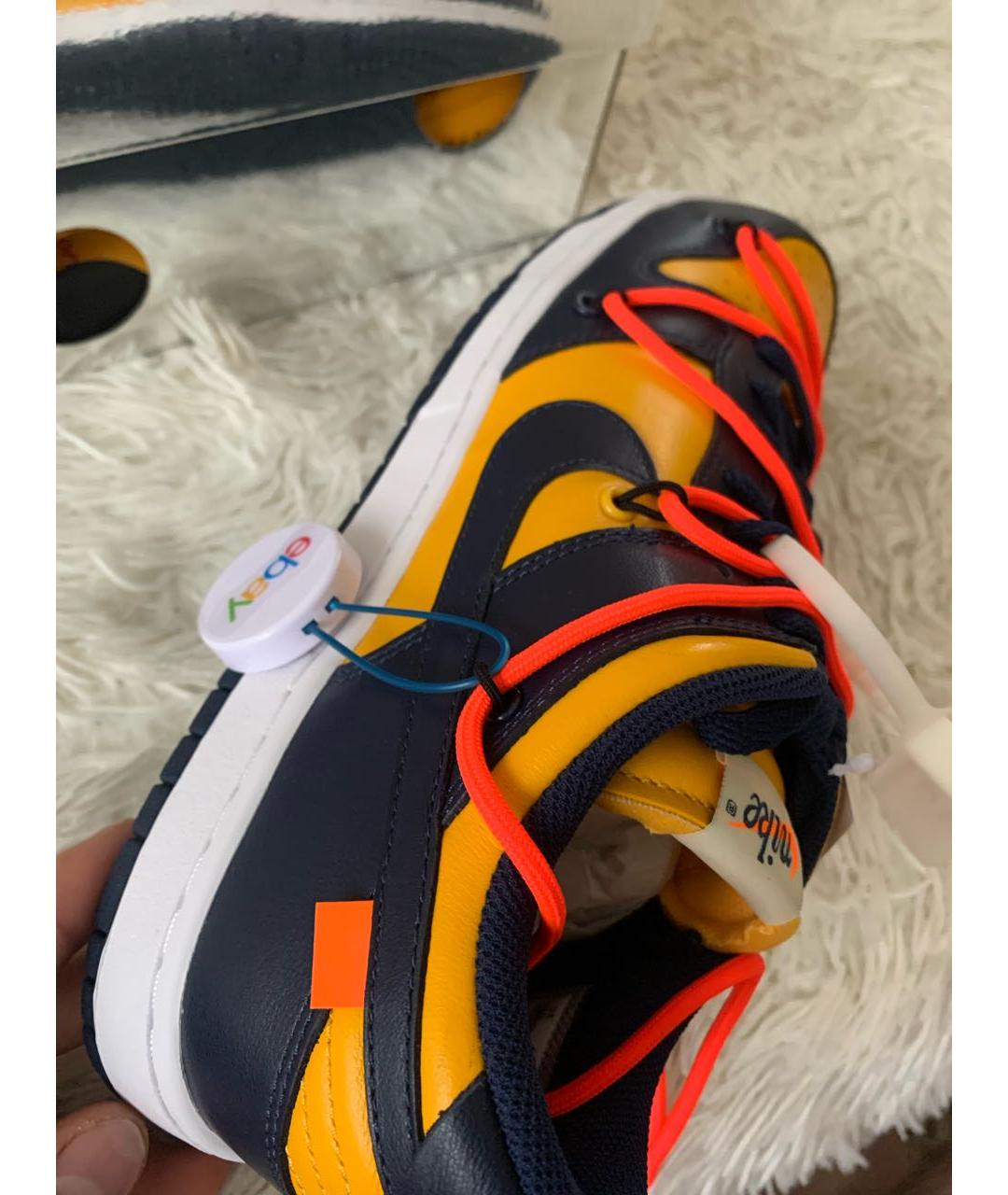 NIKE X OFF-WHITE Оранжевое кожаные низкие кроссовки / кеды, фото 7
