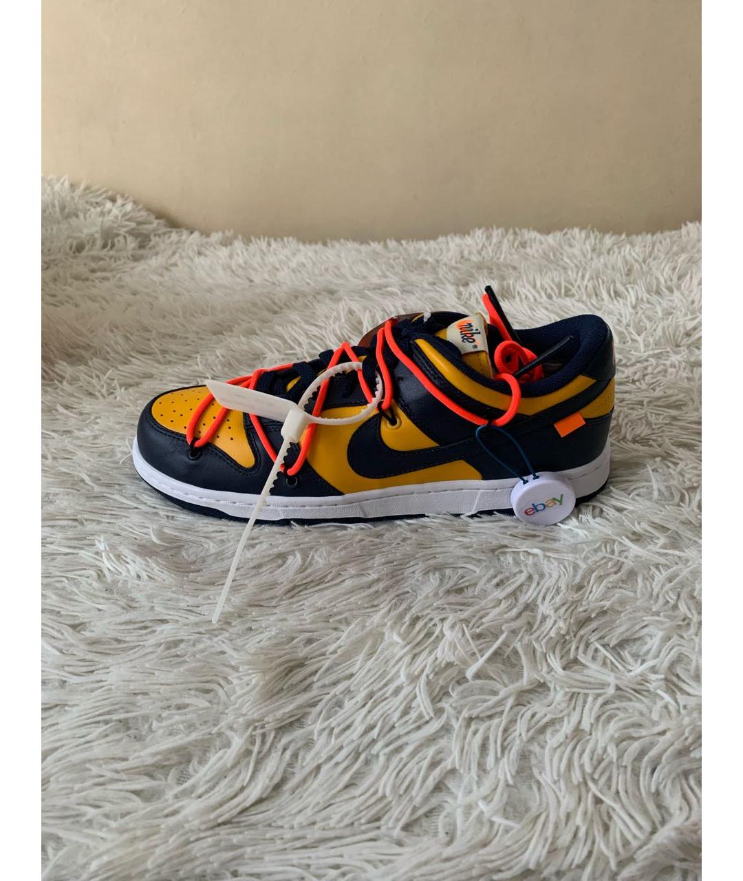 NIKE X OFF-WHITE Оранжевое кожаные низкие кроссовки / кеды, фото 9