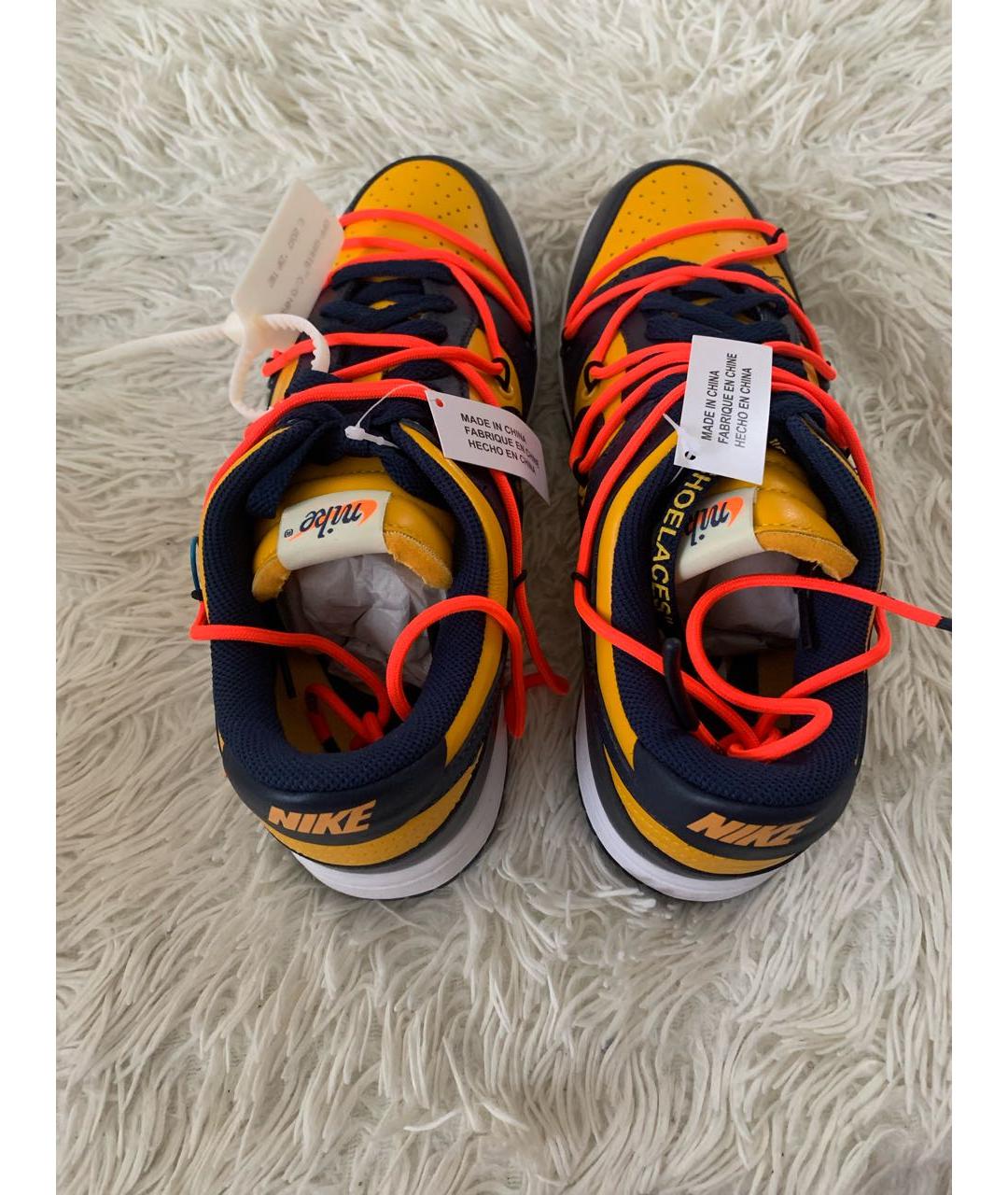 NIKE X OFF-WHITE Оранжевое кожаные низкие кроссовки / кеды, фото 3