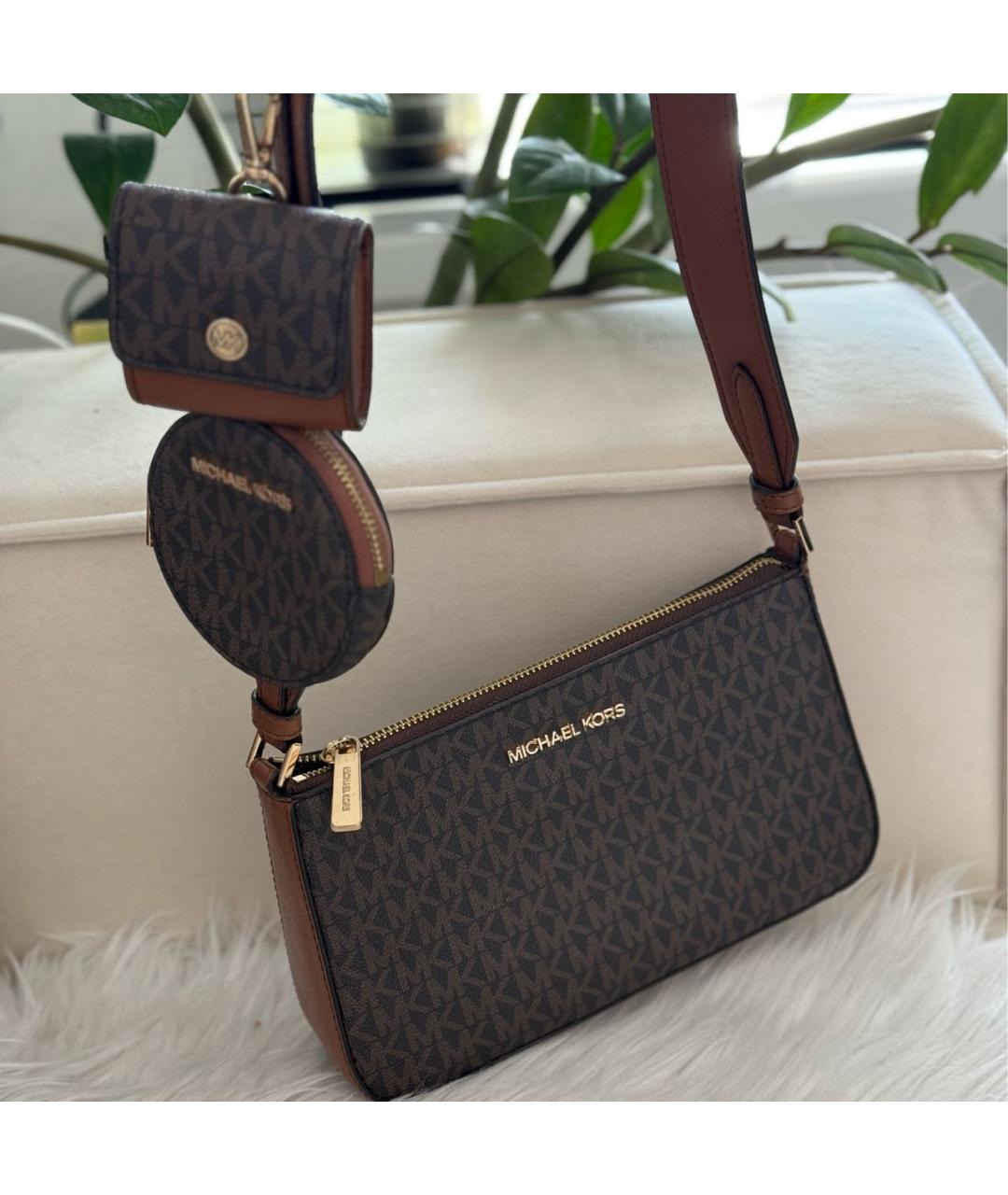 MICHAEL KORS Коричневая кожаная сумка через плечо, фото 2