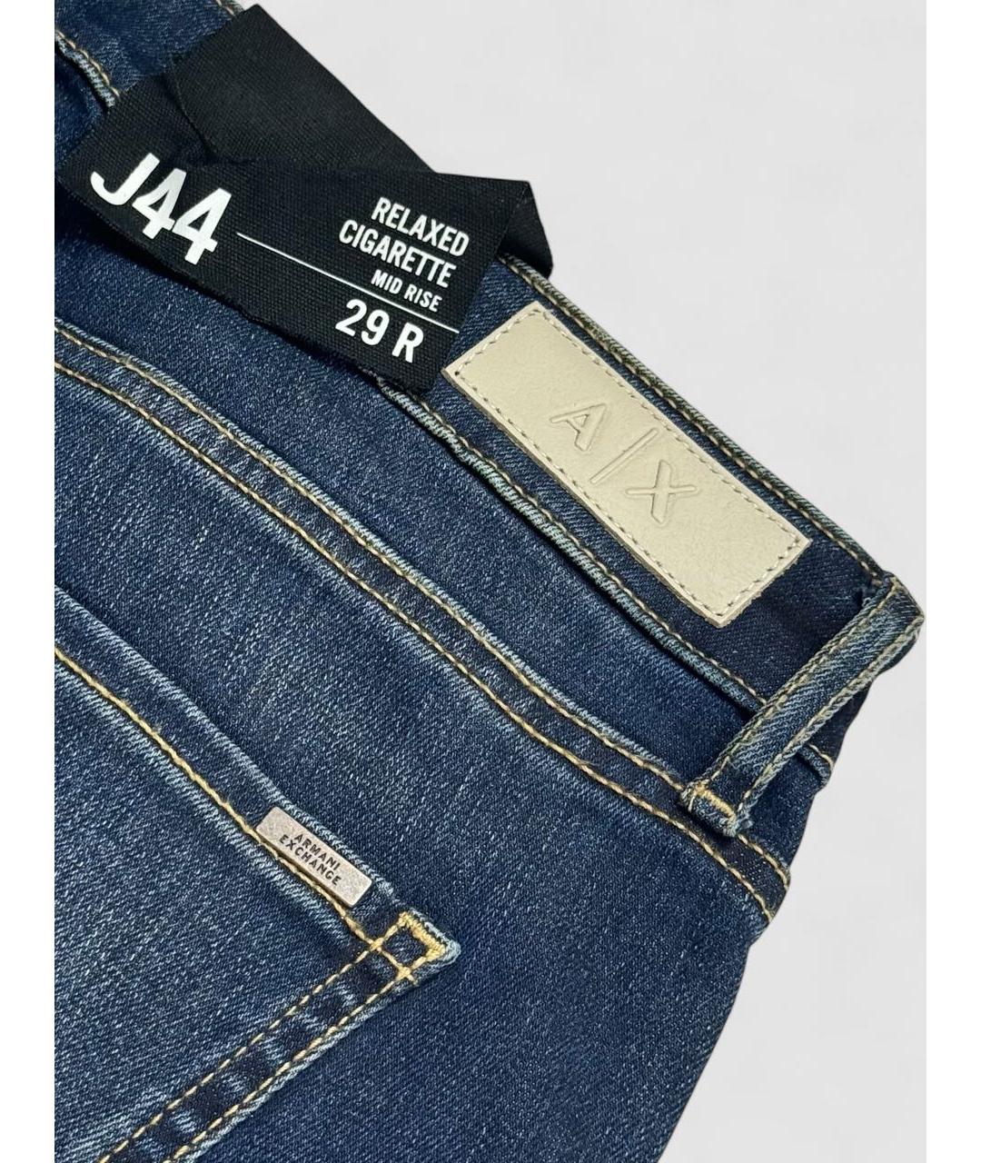 ARMANI EXCHANGE Темно-синие хлопко-полиэстеровые джинсы слим, фото 3