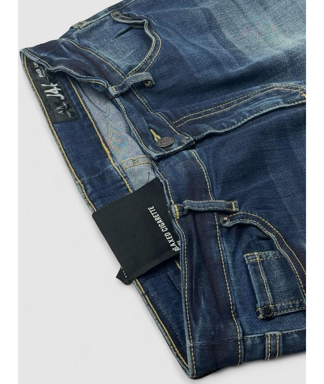 ARMANI EXCHANGE Темно-синие хлопко-полиэстеровые джинсы слим, фото 5