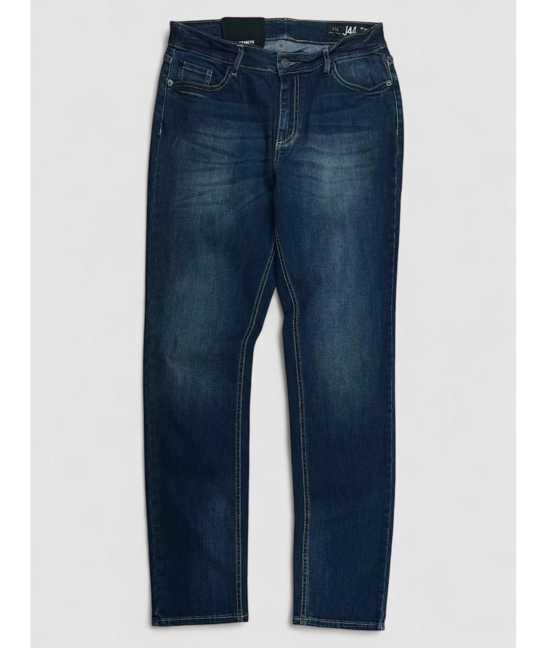 ARMANI EXCHANGE Темно-синие хлопко-полиэстеровые джинсы слим, фото 6