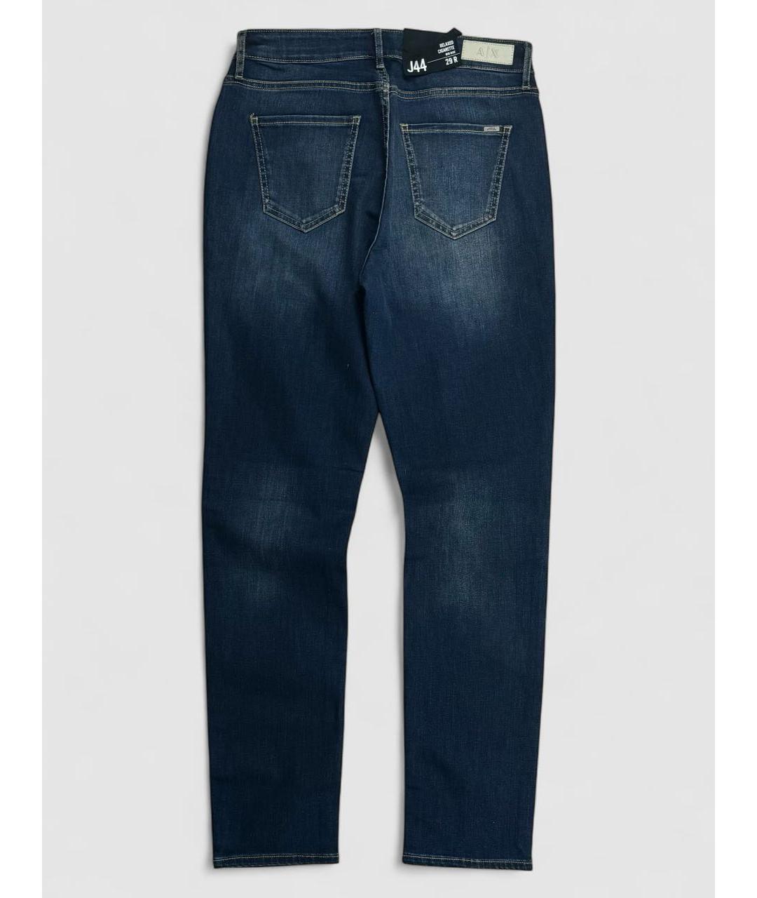 ARMANI EXCHANGE Темно-синие хлопко-полиэстеровые джинсы слим, фото 2