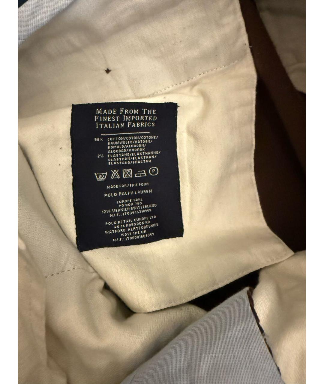 POLO RALPH LAUREN Коричневые хлопковые повседневные брюки, фото 3