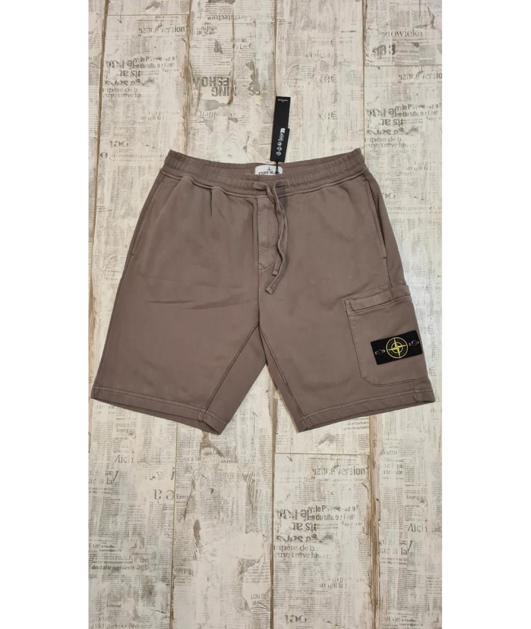 STONE ISLAND Бежевые хлопковые шорты, фото 3