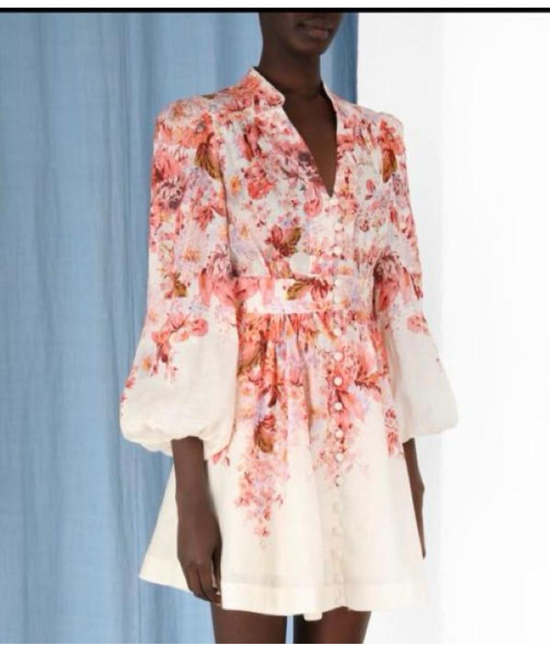 ZIMMERMANN Бежевое льняное повседневное платье, фото 2