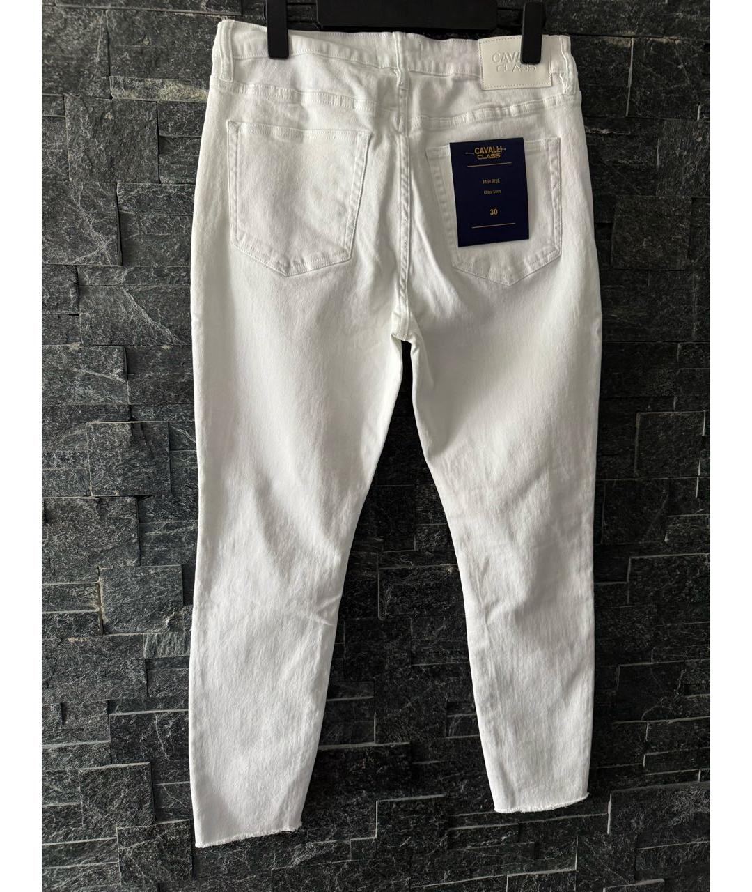 CAVALLI CLASS Белые хлопко-эластановые джинсы слим, фото 2
