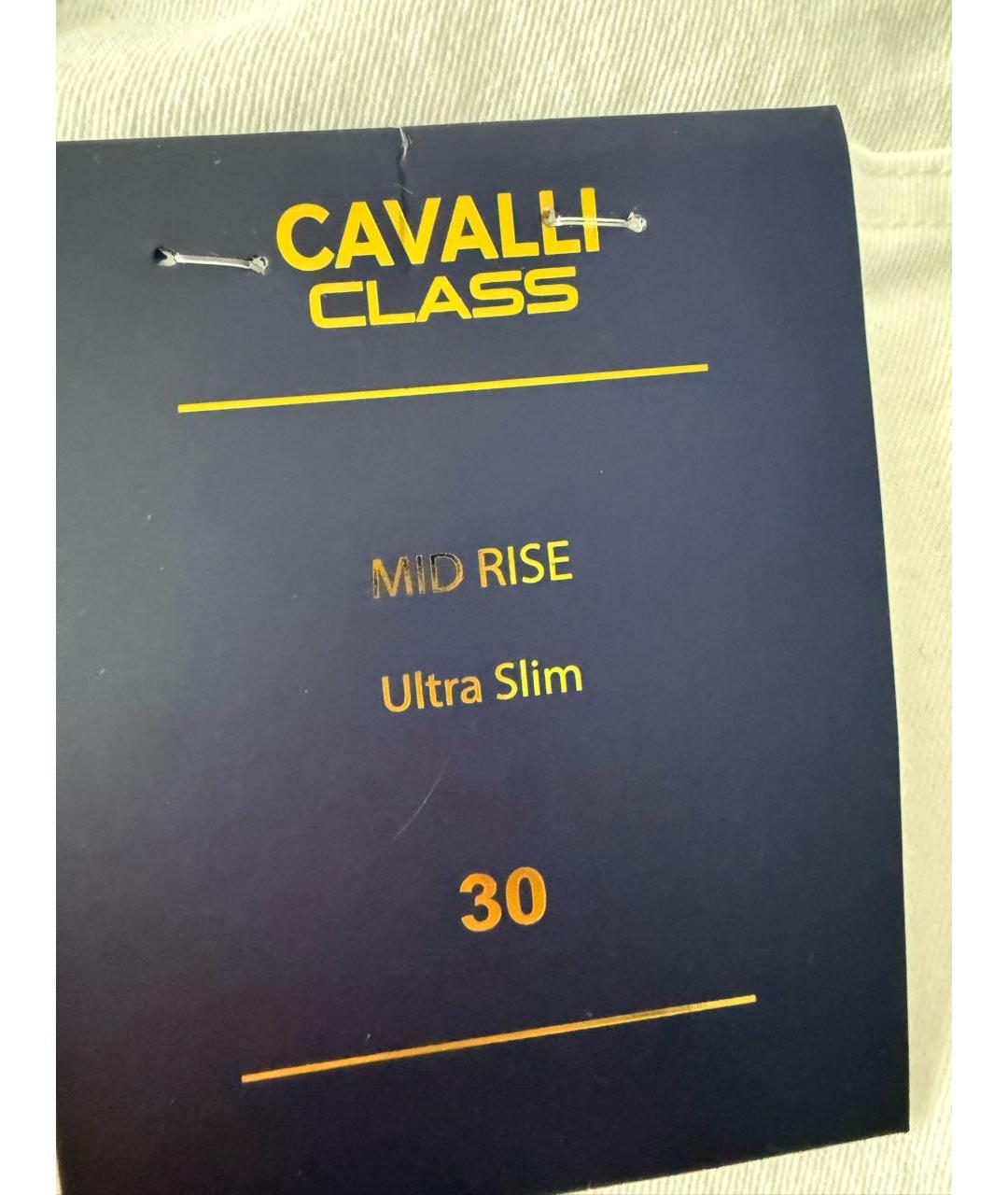 CAVALLI CLASS Белые хлопко-эластановые джинсы слим, фото 5