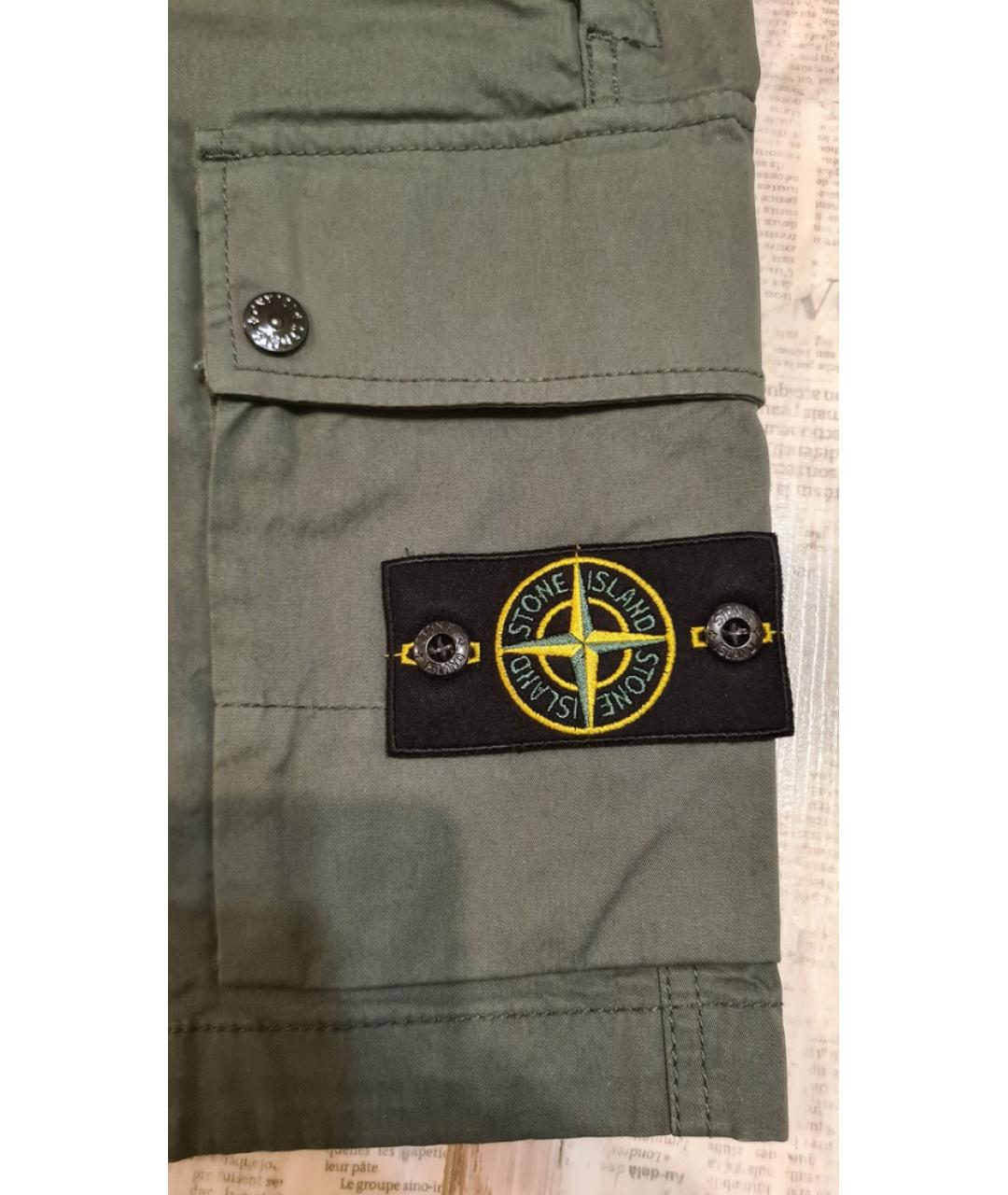 STONE ISLAND Хаки хлопковые шорты, фото 5