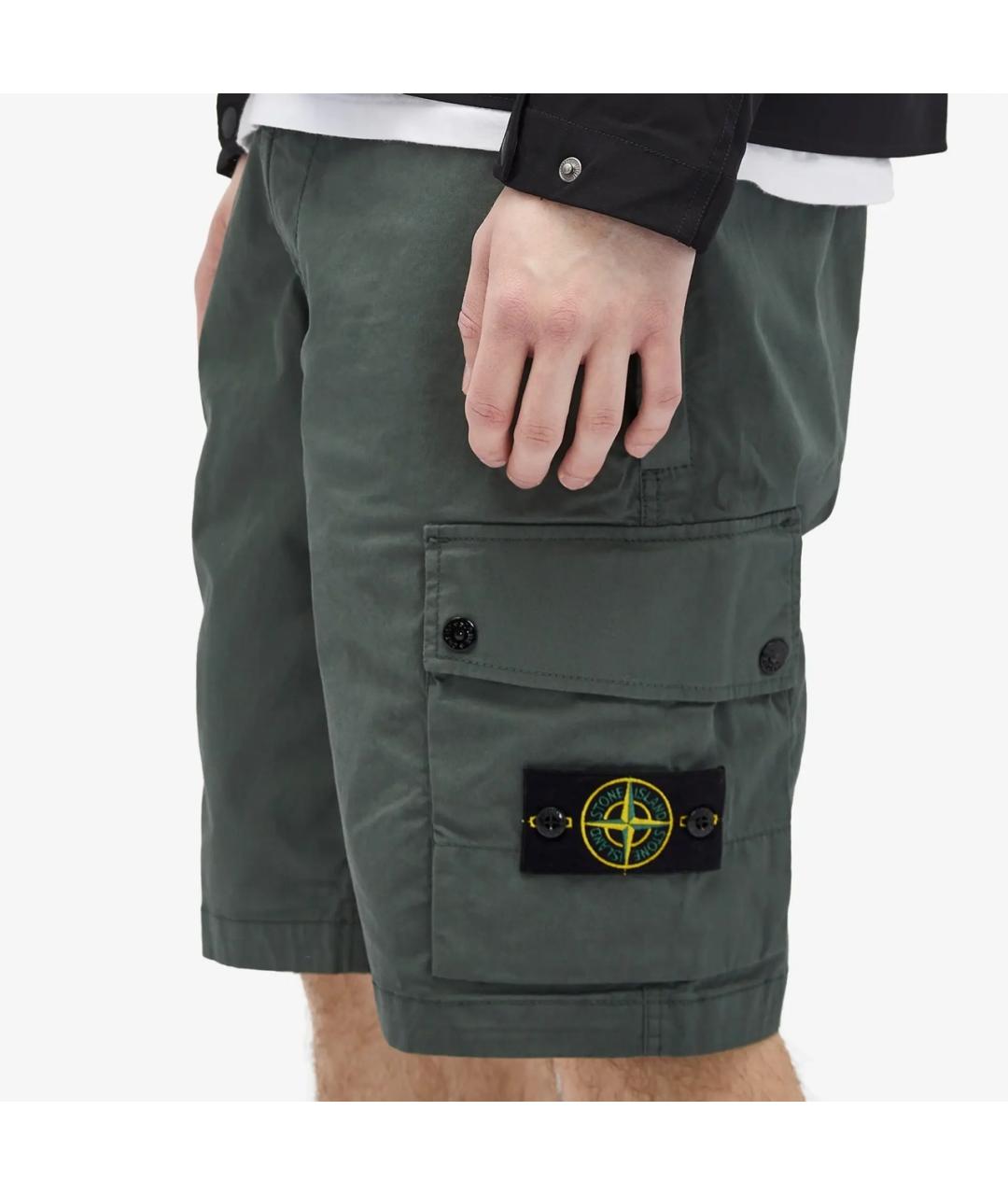 STONE ISLAND Хаки хлопковые шорты, фото 3