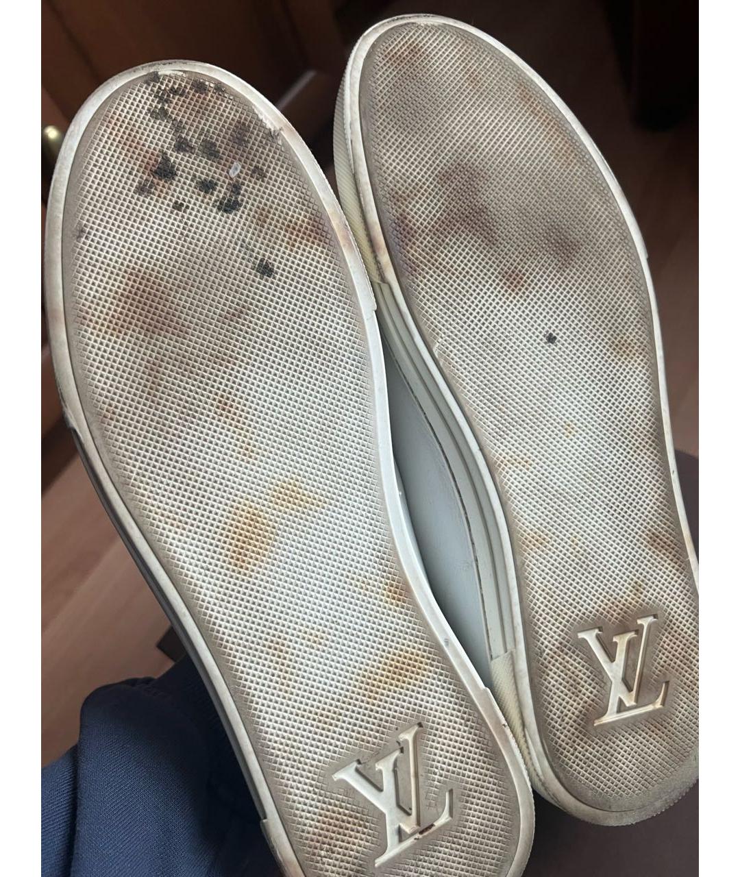 LOUIS VUITTON Белые кожаные низкие кроссовки / кеды, фото 8