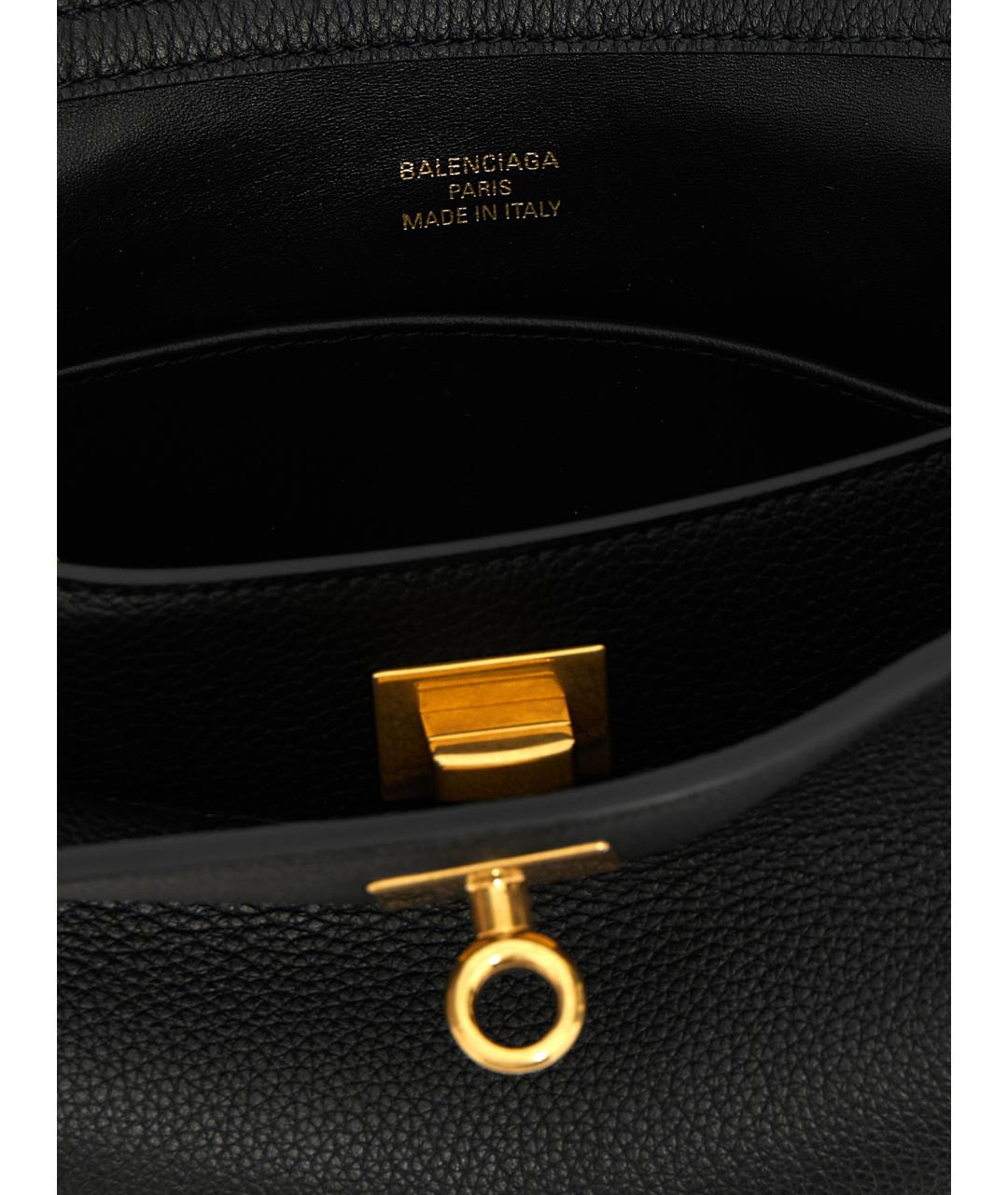 BALENCIAGA Черная кожаная сумка тоут, фото 4