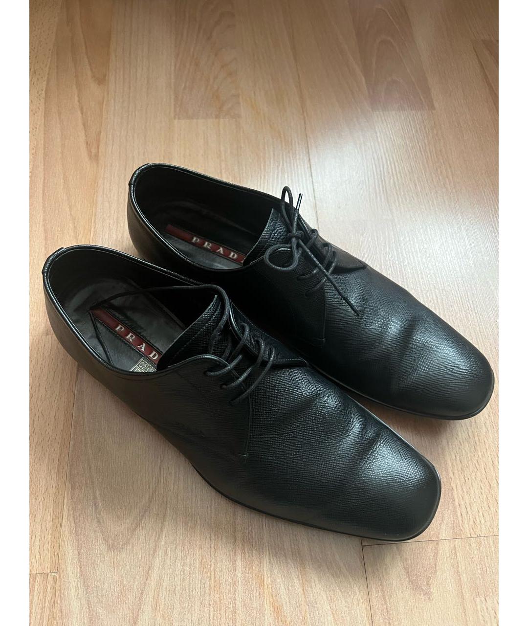 PRADA Черные кожаные низкие ботинки, фото 4