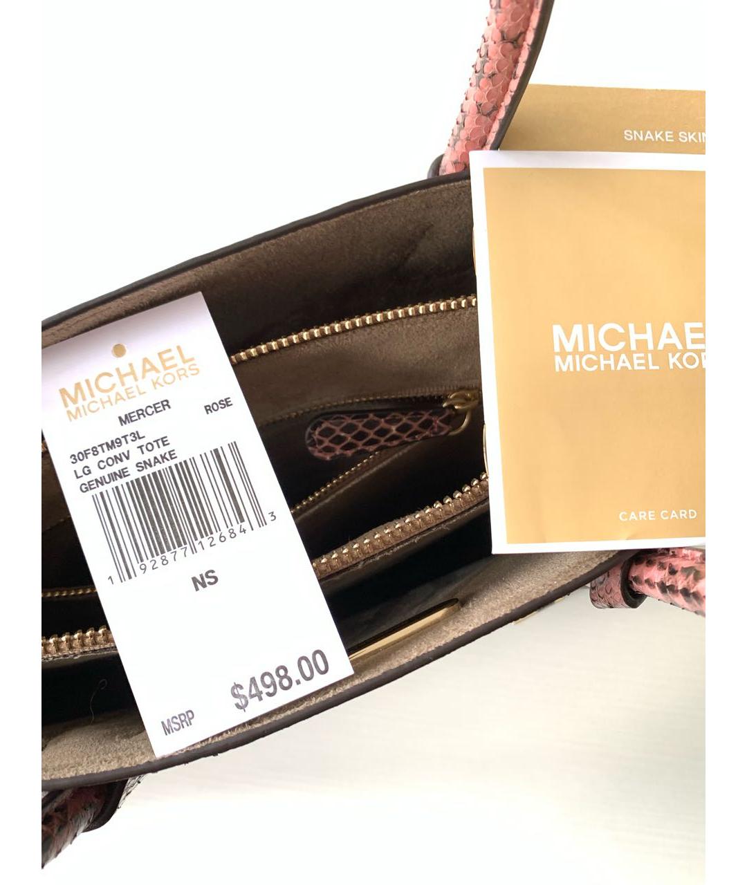 MICHAEL KORS Розовая сумка тоут из экзотической кожи, фото 7