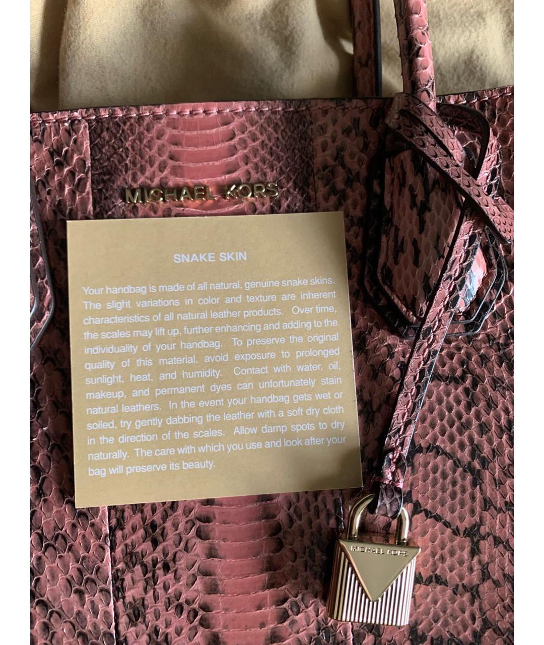 MICHAEL KORS Розовая сумка тоут из экзотической кожи, фото 3