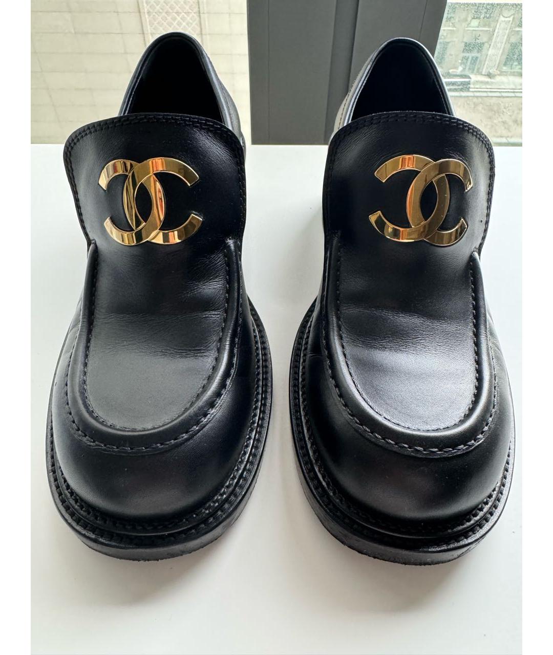 CHANEL Черные кожаные лоферы, фото 3