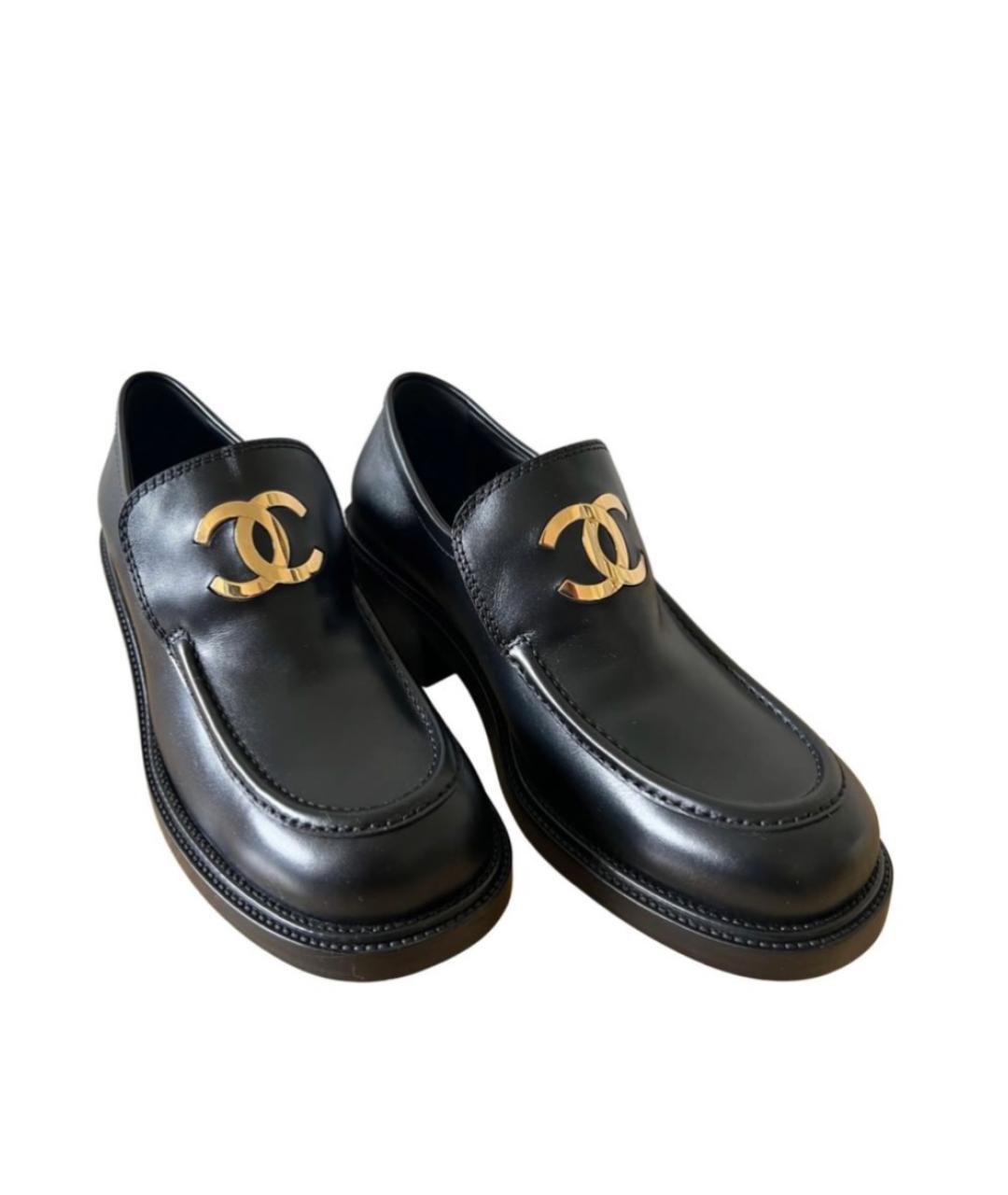 CHANEL Черные кожаные лоферы, фото 1