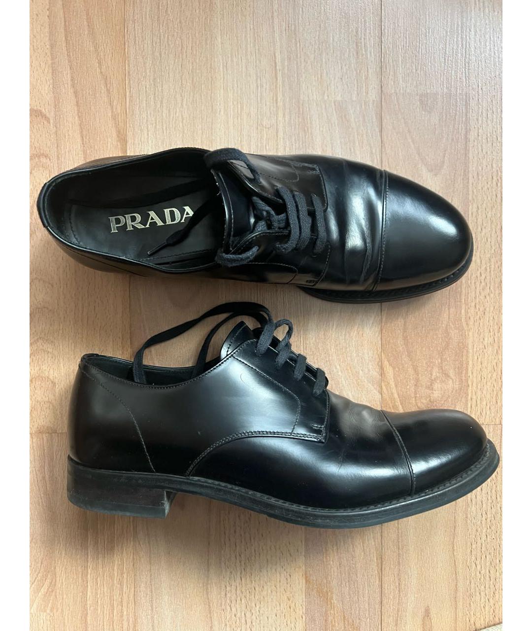 PRADA Черные кожаные низкие ботинки, фото 2
