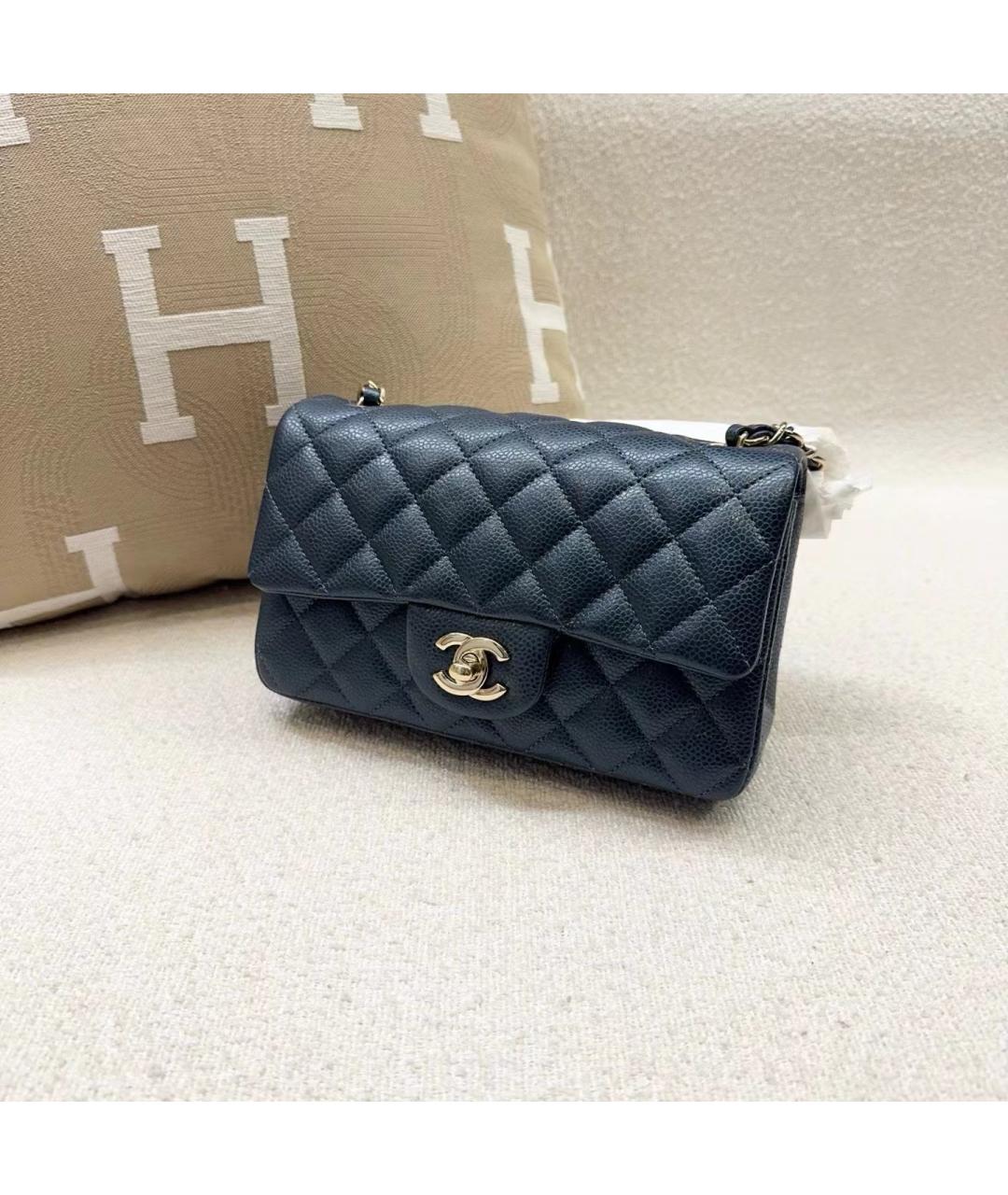 CHANEL Темно-синяя кожаная сумка через плечо, фото 6