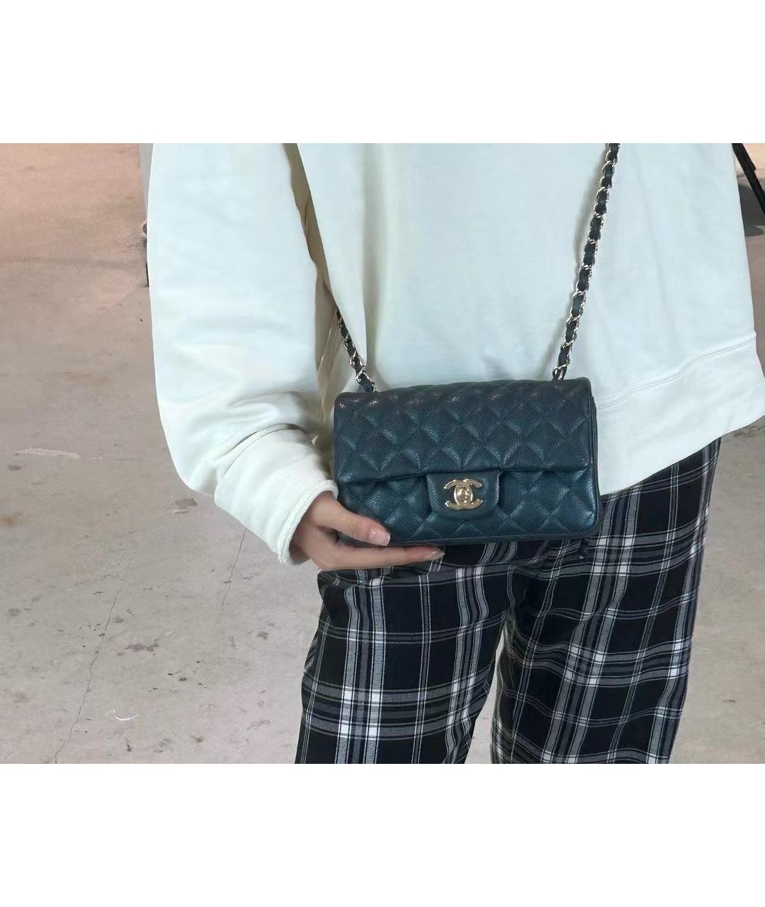 CHANEL Темно-синяя кожаная сумка через плечо, фото 7