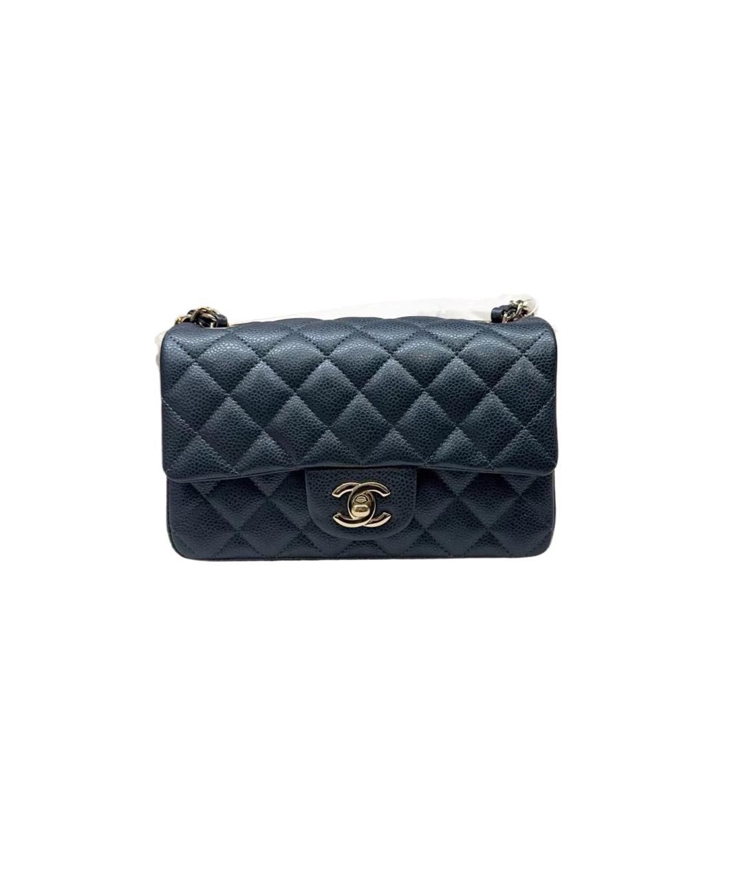 CHANEL Темно-синяя кожаная сумка через плечо, фото 1