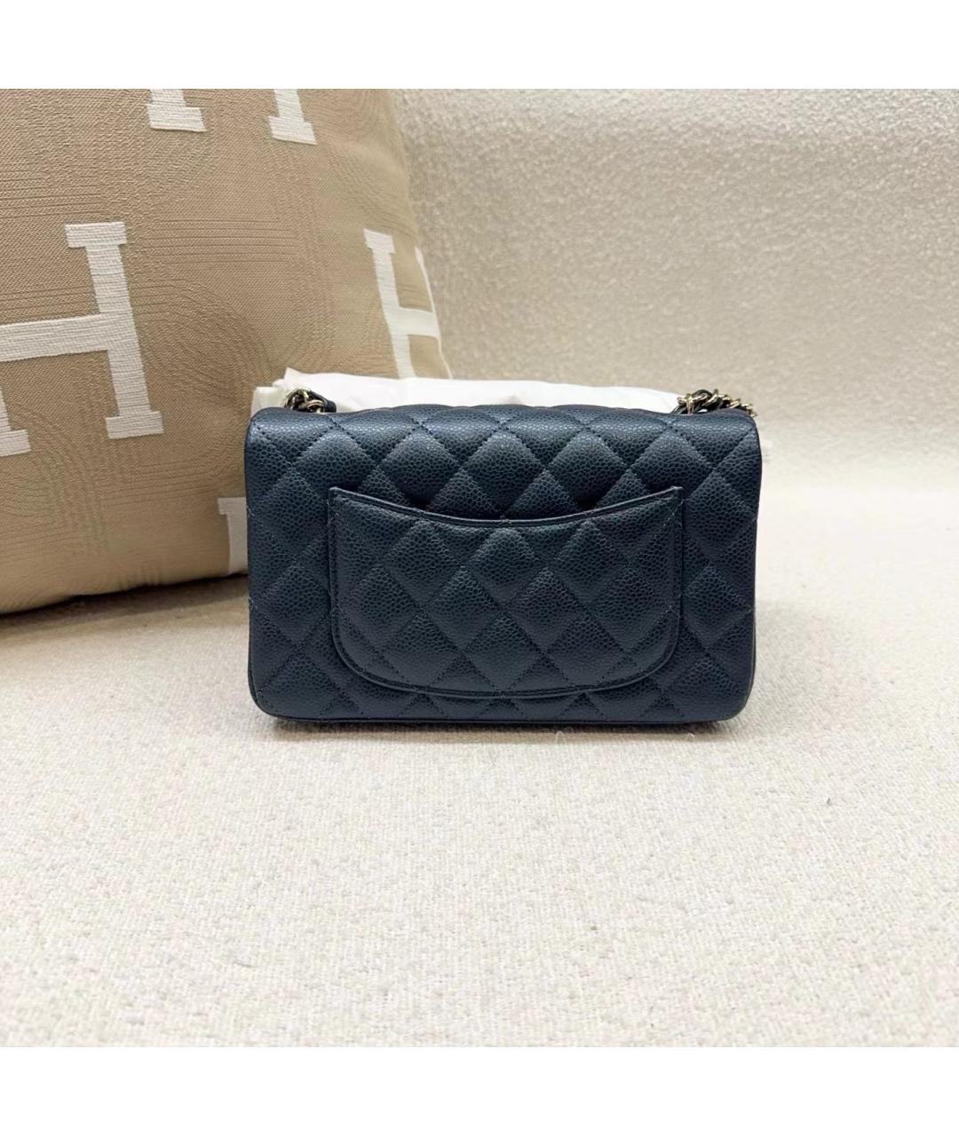 CHANEL Темно-синяя кожаная сумка через плечо, фото 5
