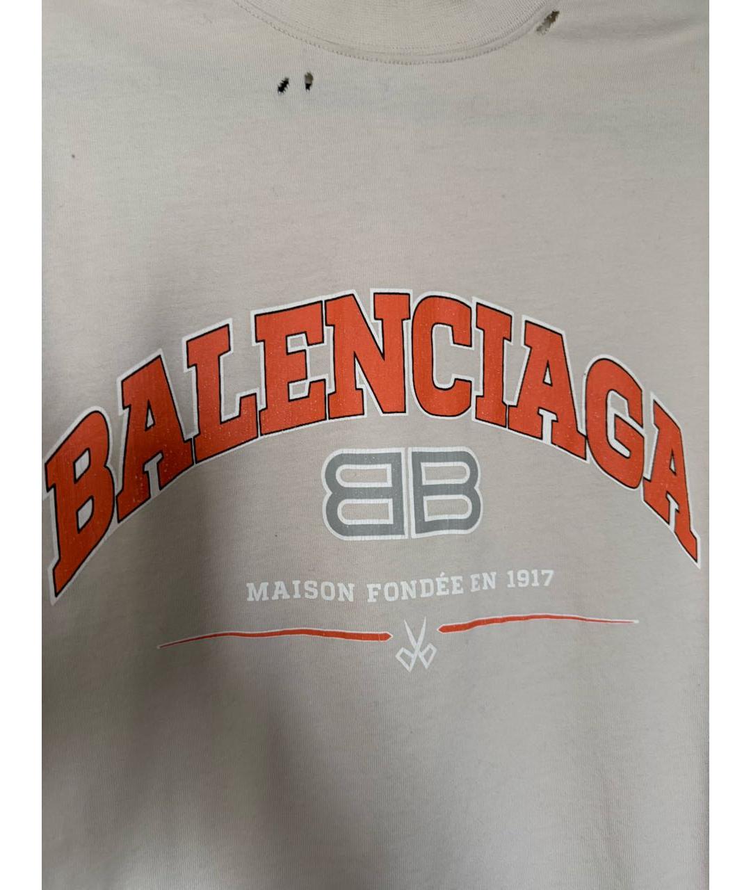 BALENCIAGA Бежевая хлопковая футболка, фото 2