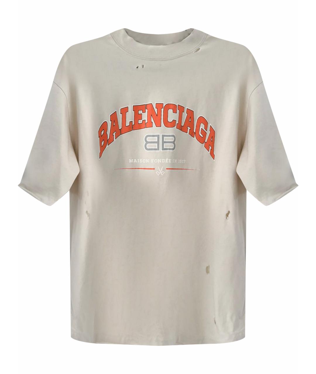 BALENCIAGA Бежевая хлопковая футболка, фото 1