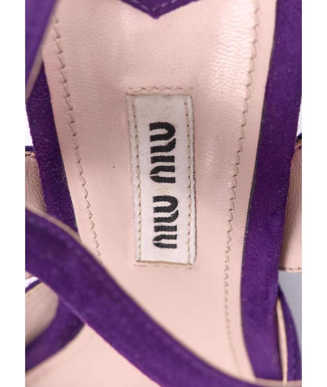 MIU MIU Фиолетовые замшевые босоножки, фото 5
