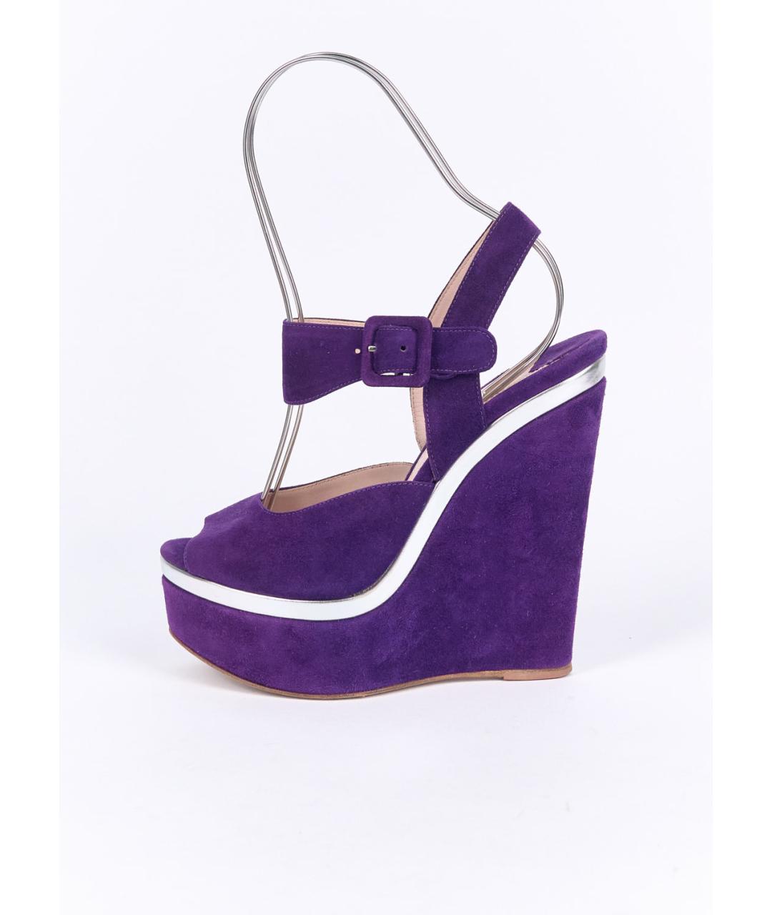 MIU MIU Фиолетовые замшевые босоножки, фото 6