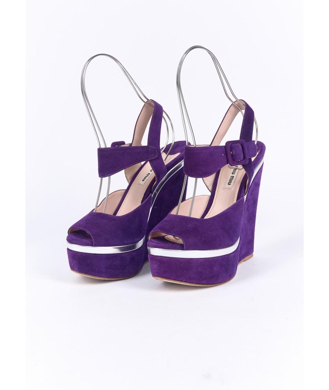 MIU MIU Фиолетовые замшевые босоножки, фото 3