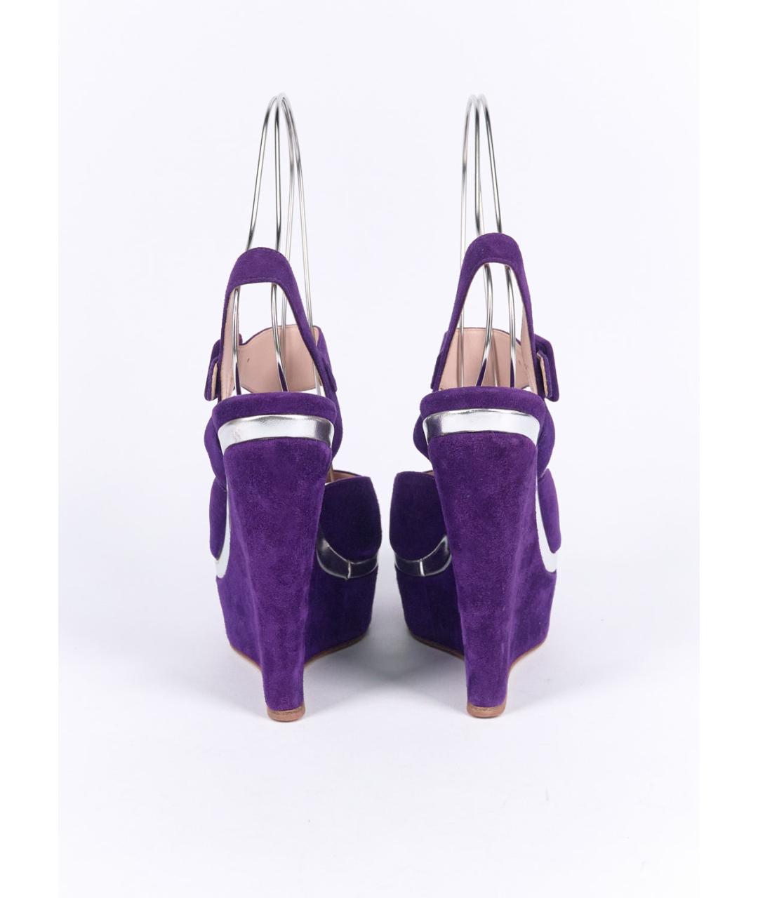 MIU MIU Фиолетовые замшевые босоножки, фото 4