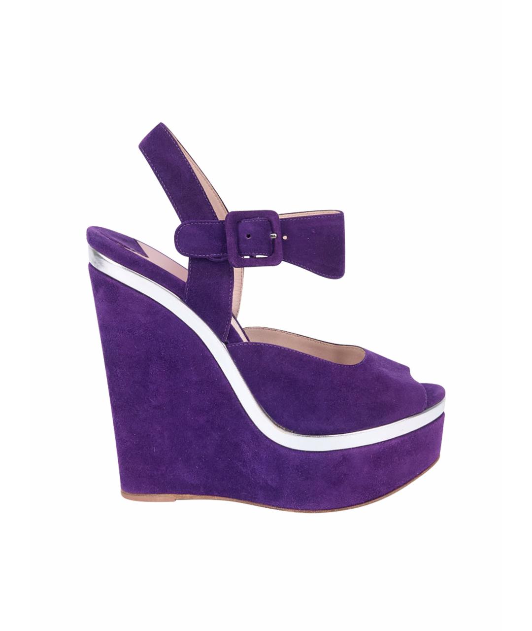 MIU MIU Фиолетовые замшевые босоножки, фото 1