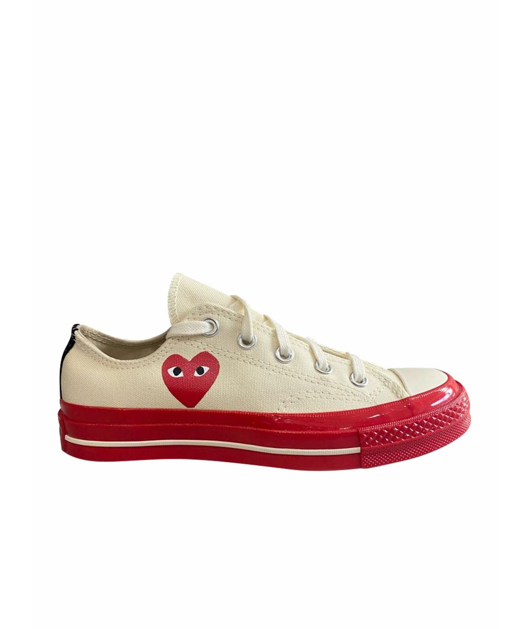COMME DES GARÇONS PLAY Бежевые текстильные кеды, фото 1