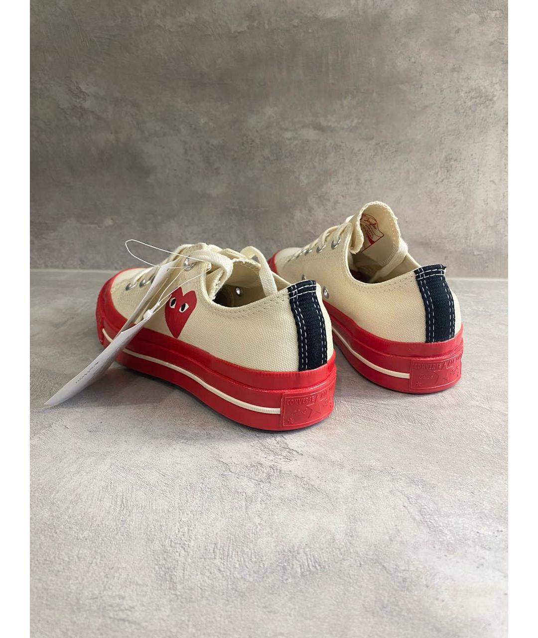 COMME DES GARÇONS PLAY Бежевые текстильные кеды, фото 4